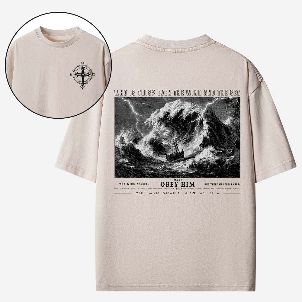 Obey Him Christian Washed T-Shirt