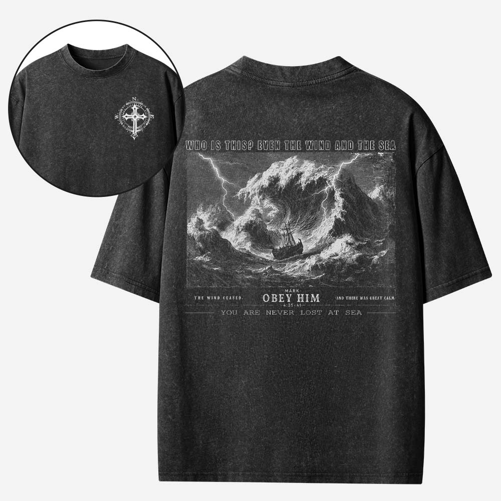 Obey Him Christian Washed T-Shirt