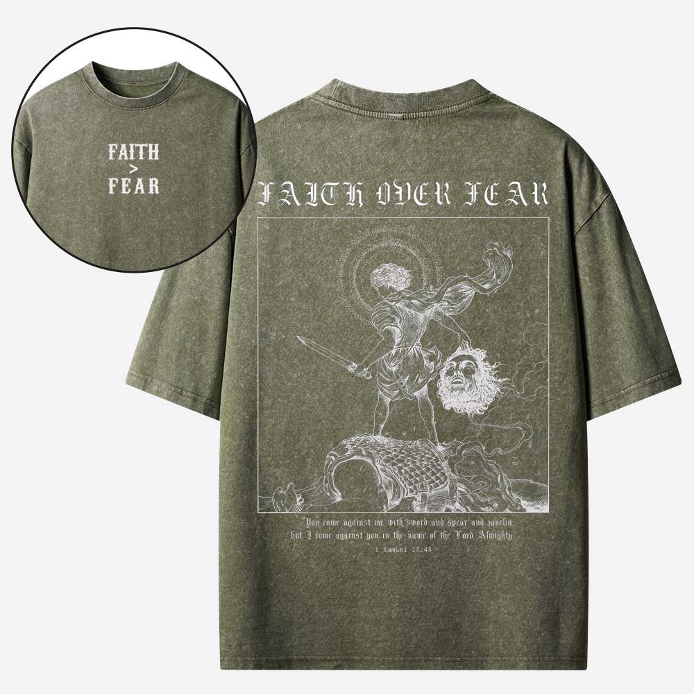 Faith Over Fear Christian Washed T-Shirt