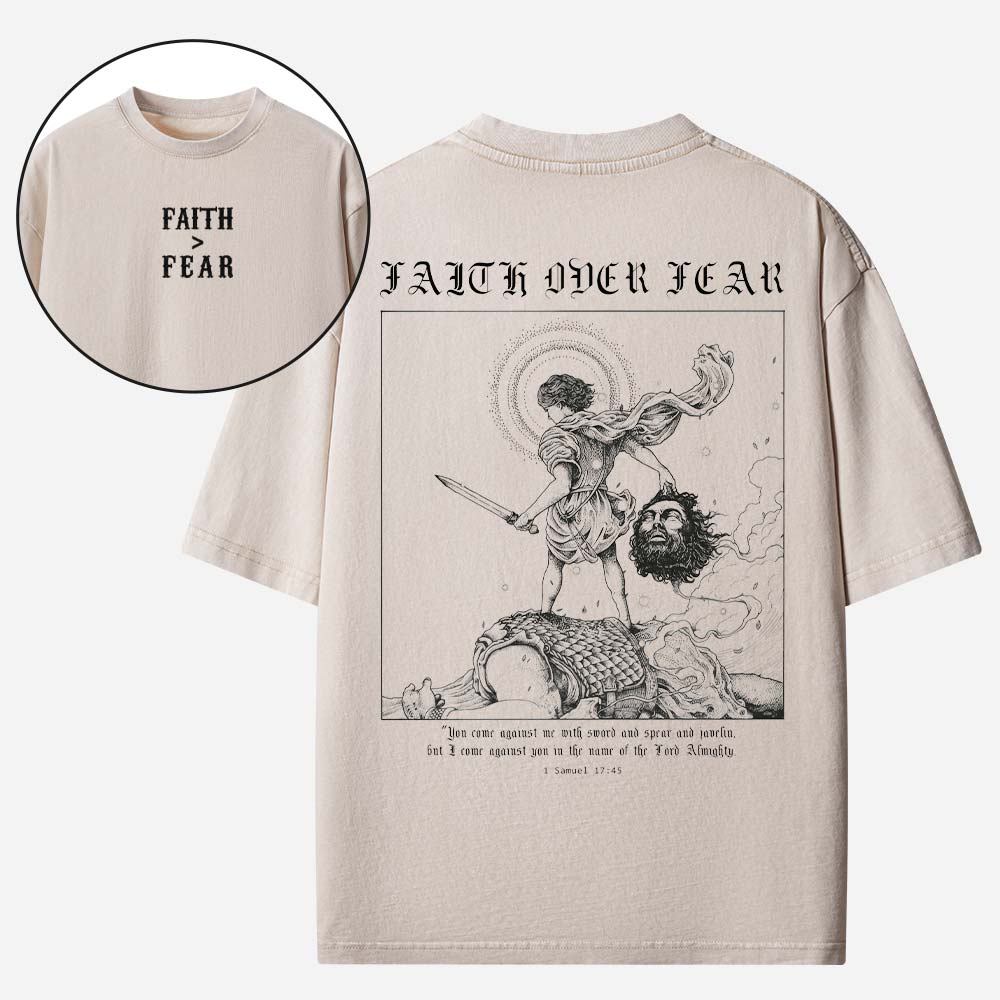 Faith Over Fear Christian Washed T-Shirt