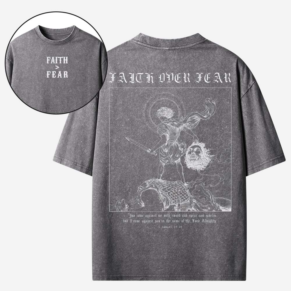 Faith Over Fear Christian Washed T-Shirt