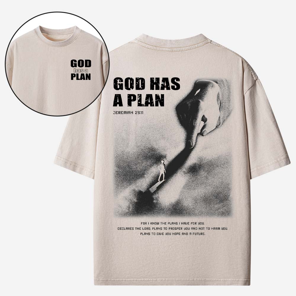 God Has A Plan Christian Washed T-Shirt
