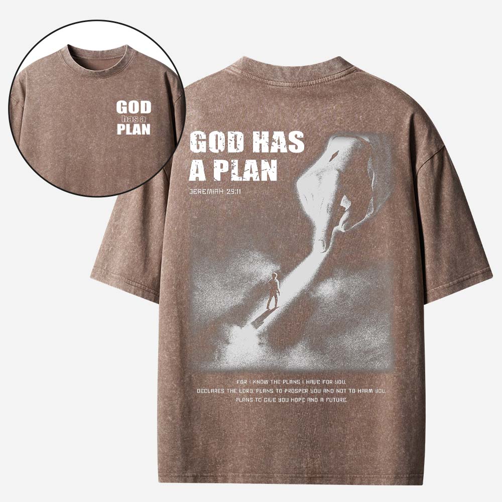 God Has A Plan Christian Washed T-Shirt