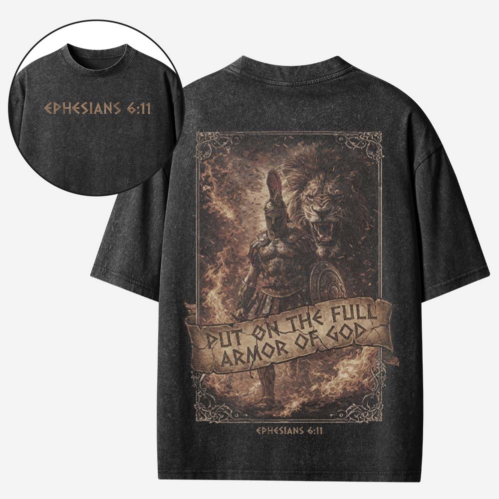 Armor Of God Christian Washed T-Shirt
