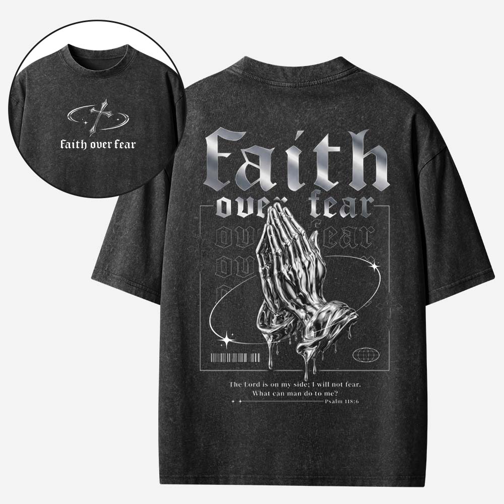 Faith Over Fear Christian Washed T-Shirt