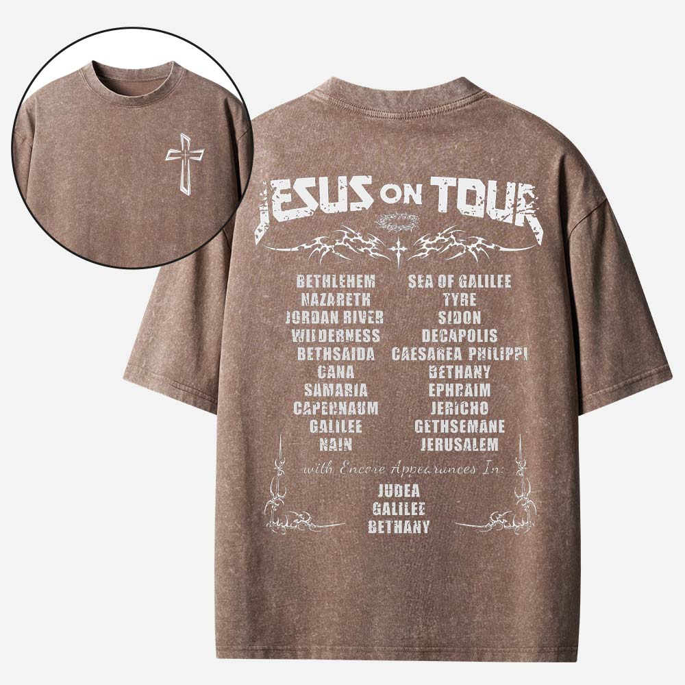Jesus On Tour Christian Washed T-Shirt