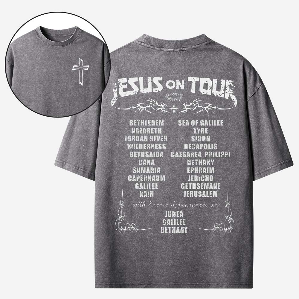 Jesus On Tour Christian Washed T-Shirt