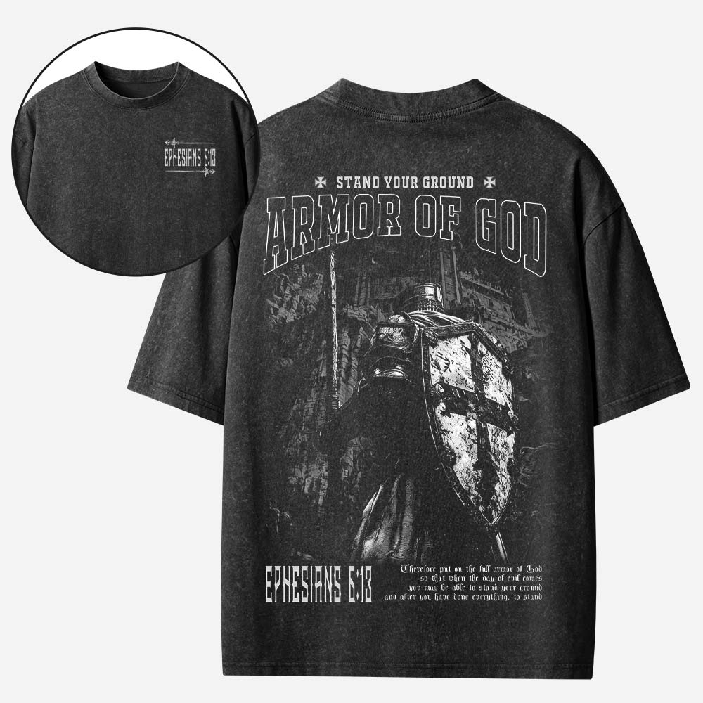 Armor Of God Christian Washed T-Shirt