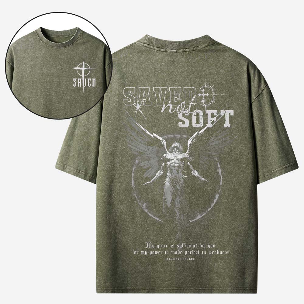 Saved Not Soft Christian Washed T-Shirt