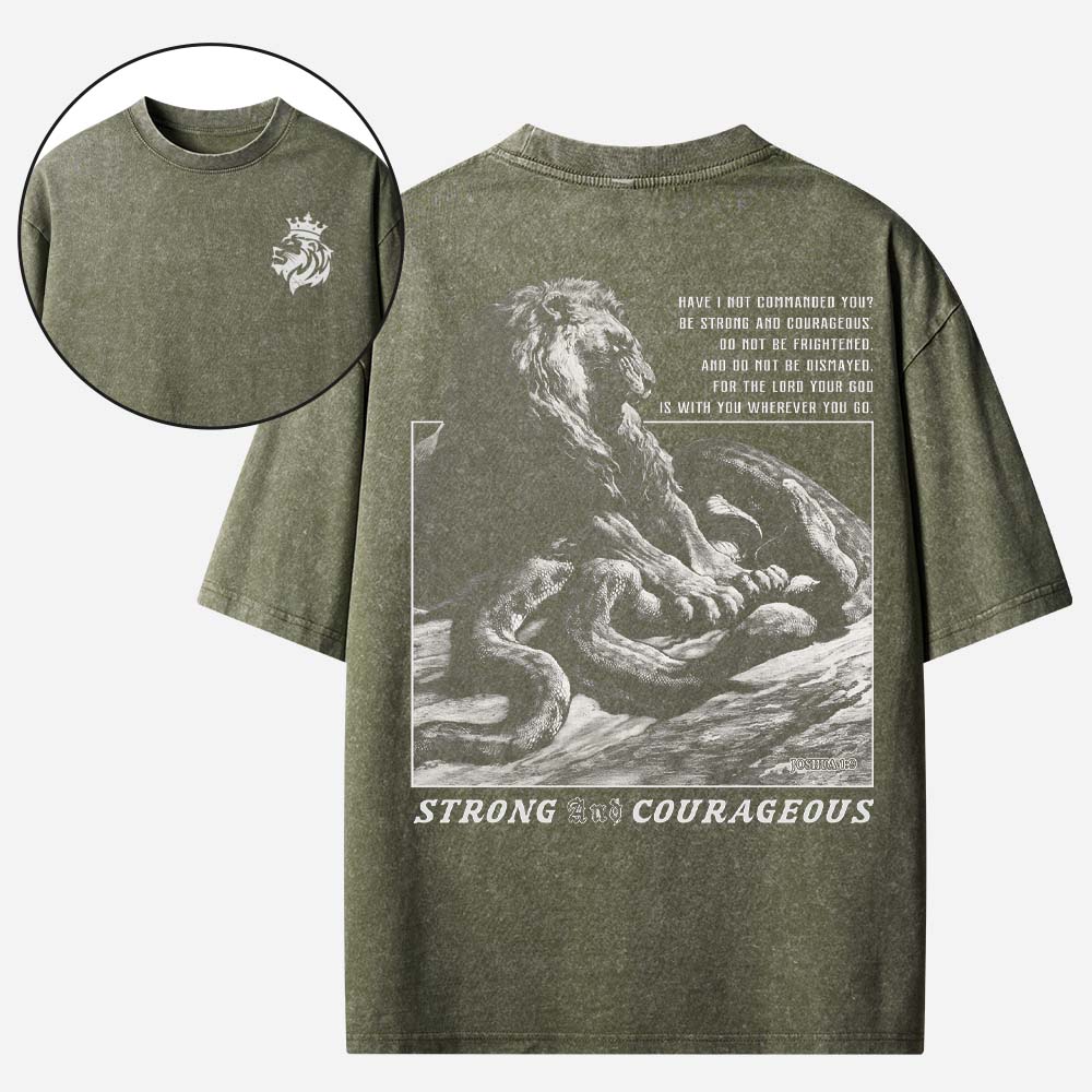 Strong and Courageous Christian Washed T-Shirt
