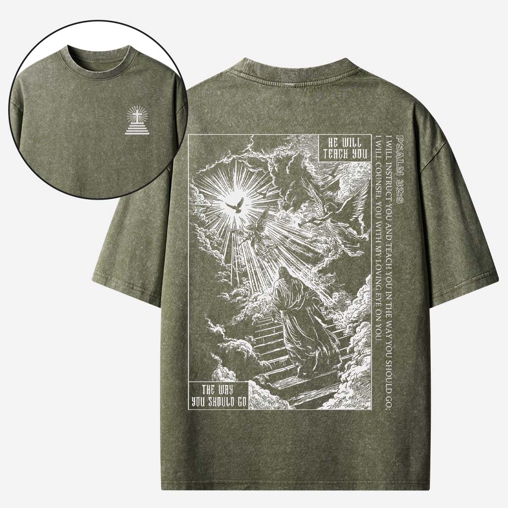 He Will Teach You Christian Washed T-Shirt