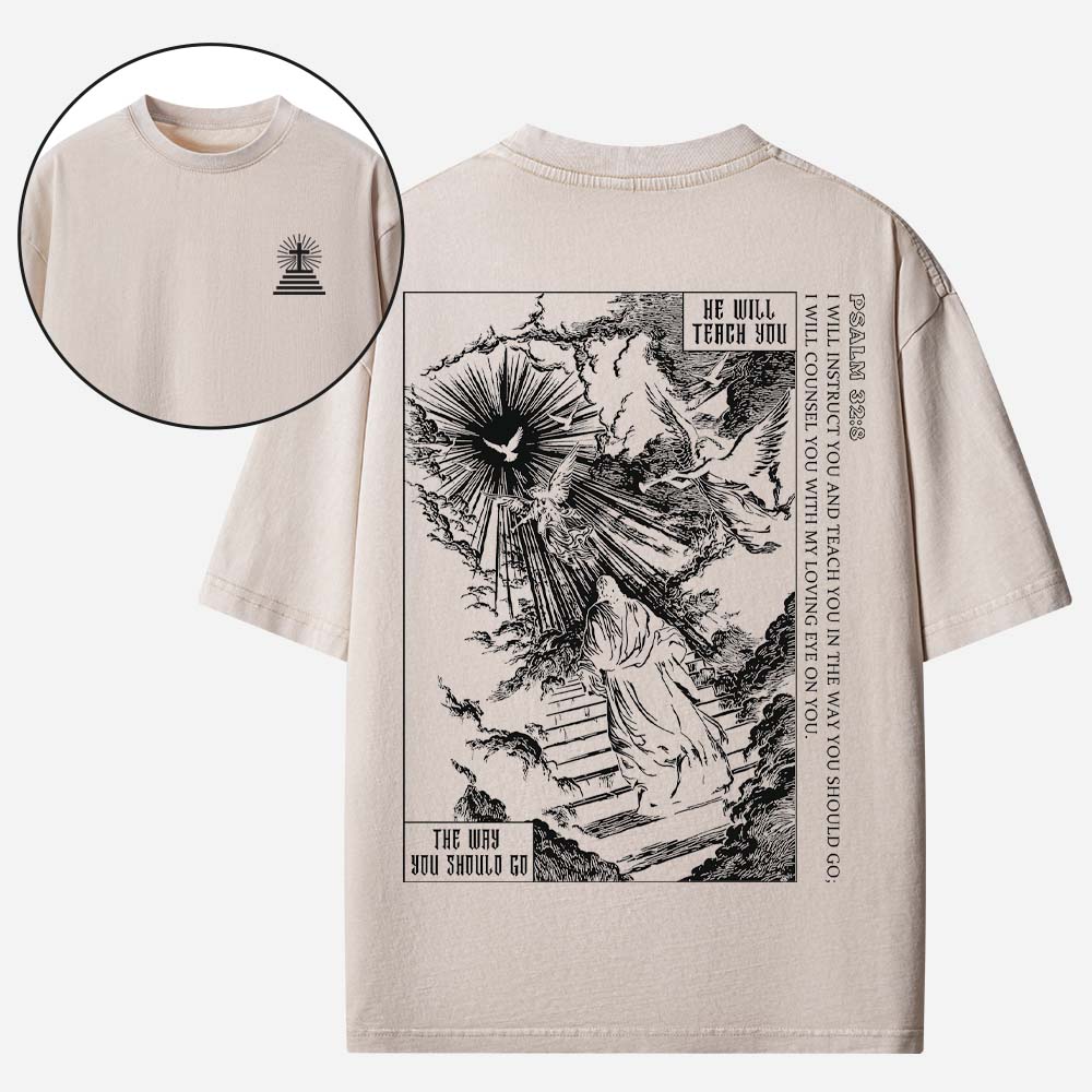 He Will Teach You Christian Washed T-Shirt