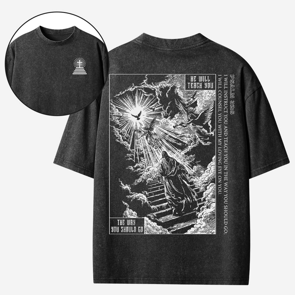 He Will Teach You Christian Washed T-Shirt