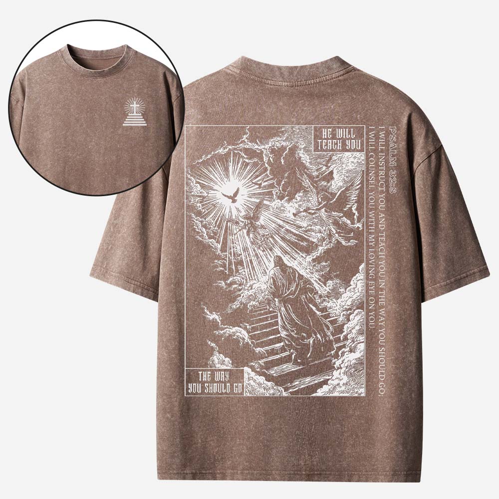 He Will Teach You Christian Washed T-Shirt