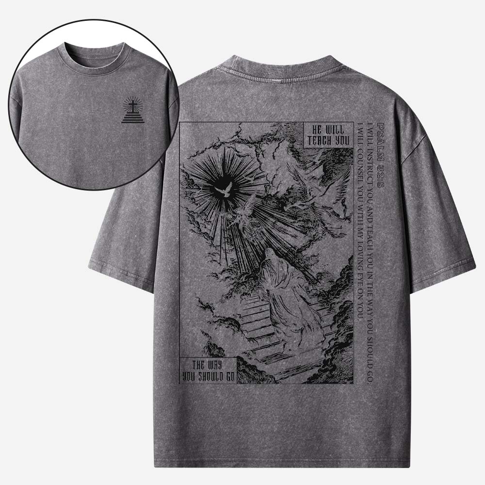 He Will Teach You Christian Washed T-Shirt