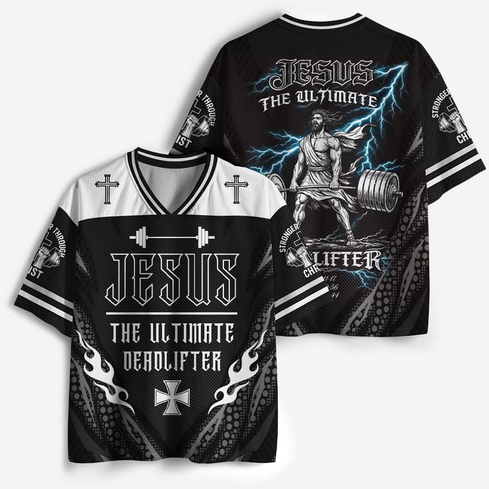 Jesus The Ultimate Deadlifter Christian Mesh Jersey