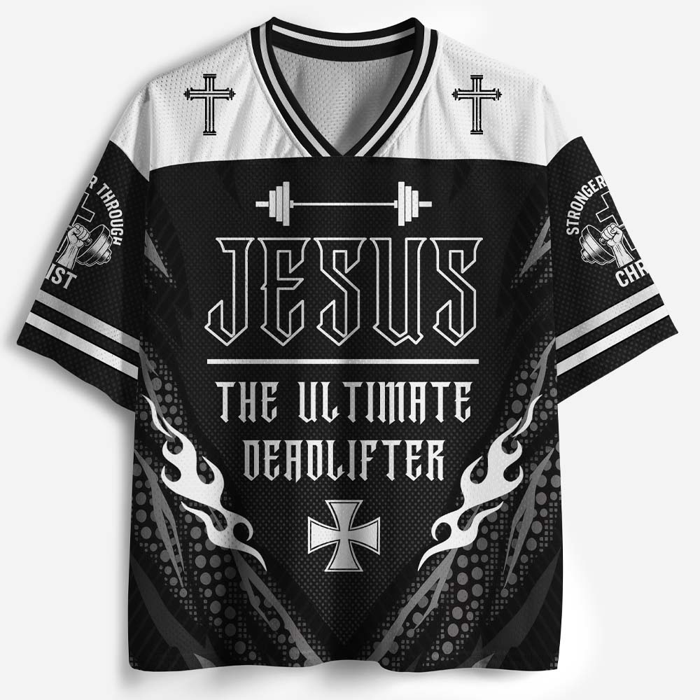 Jesus The Ultimate Deadlifter Christian Mesh Jersey