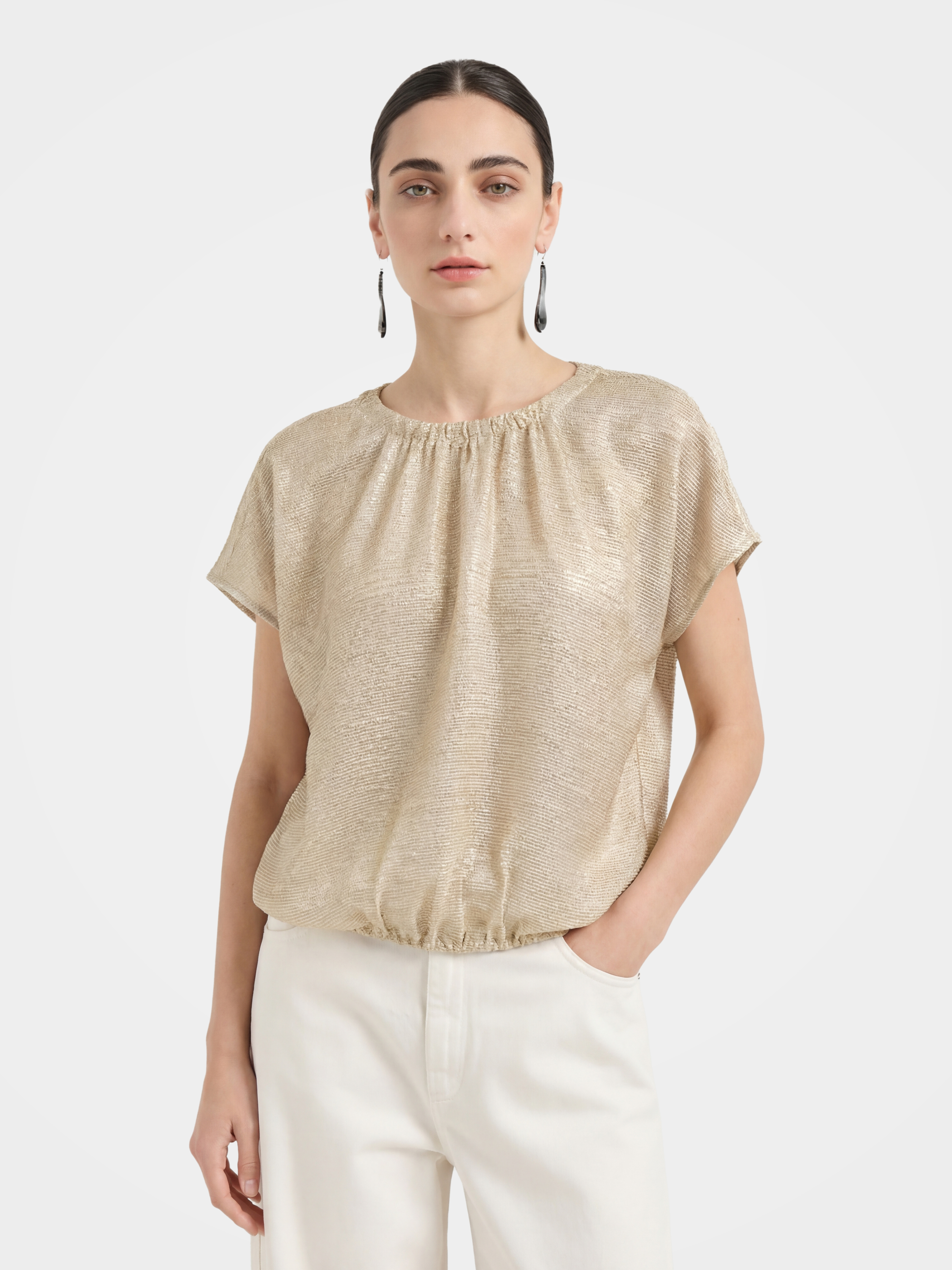 Lightweight Silk Blend Metallic Shimmer Blouse