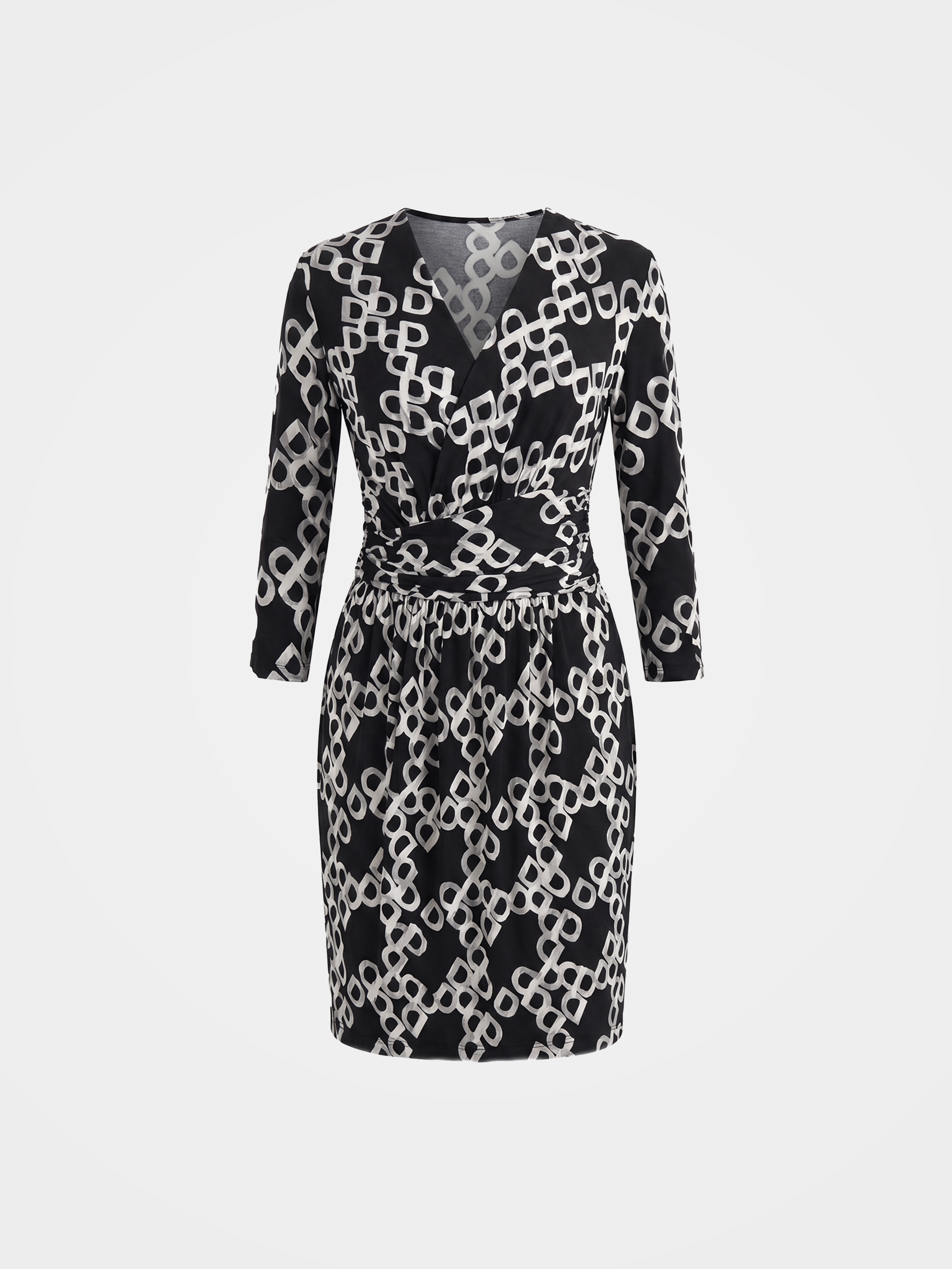 Luxury Mulberry Silk Geometric Breathable Midi Dress