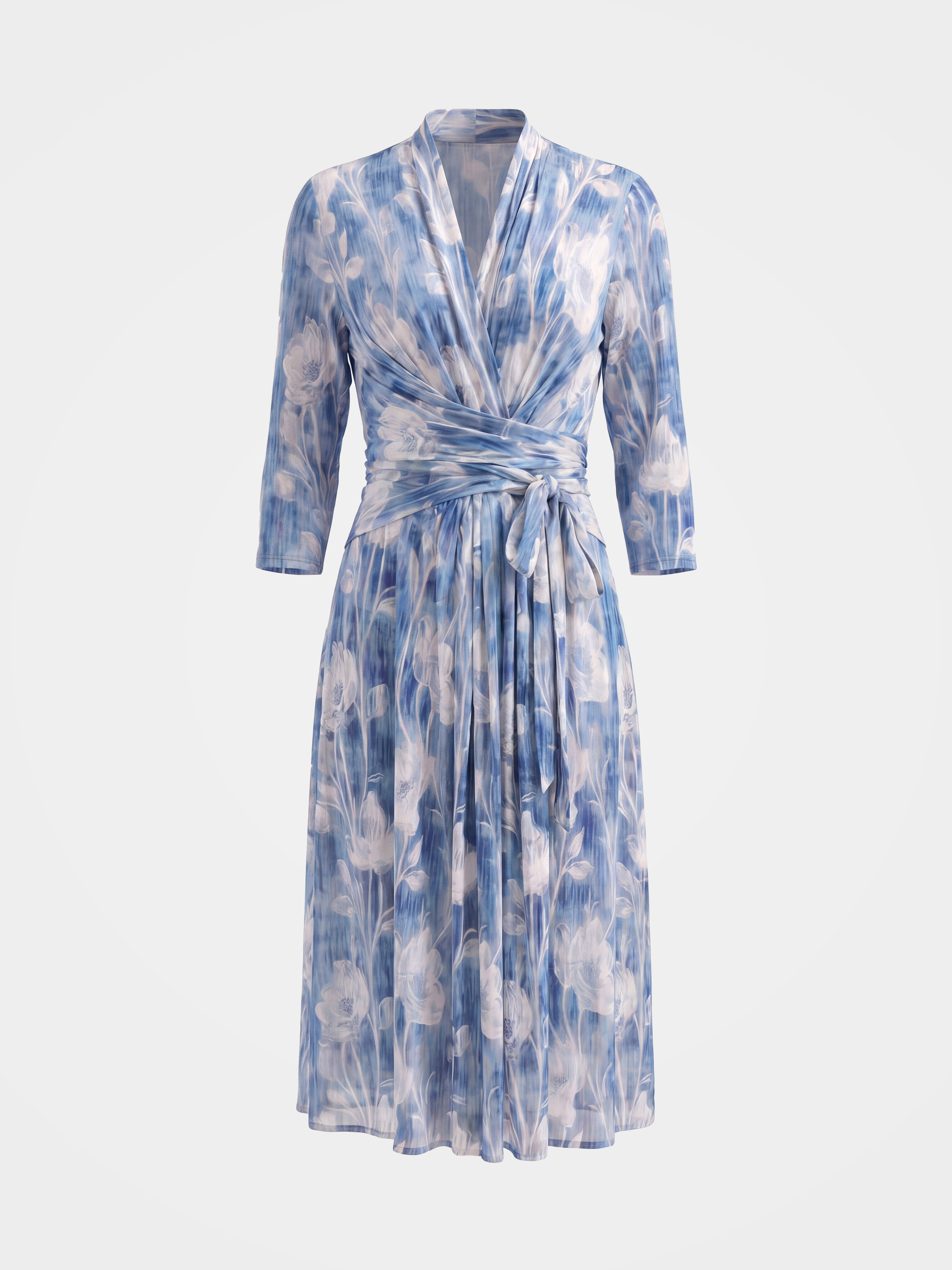 100% Mulberry Silk Floral Print Midi Dress