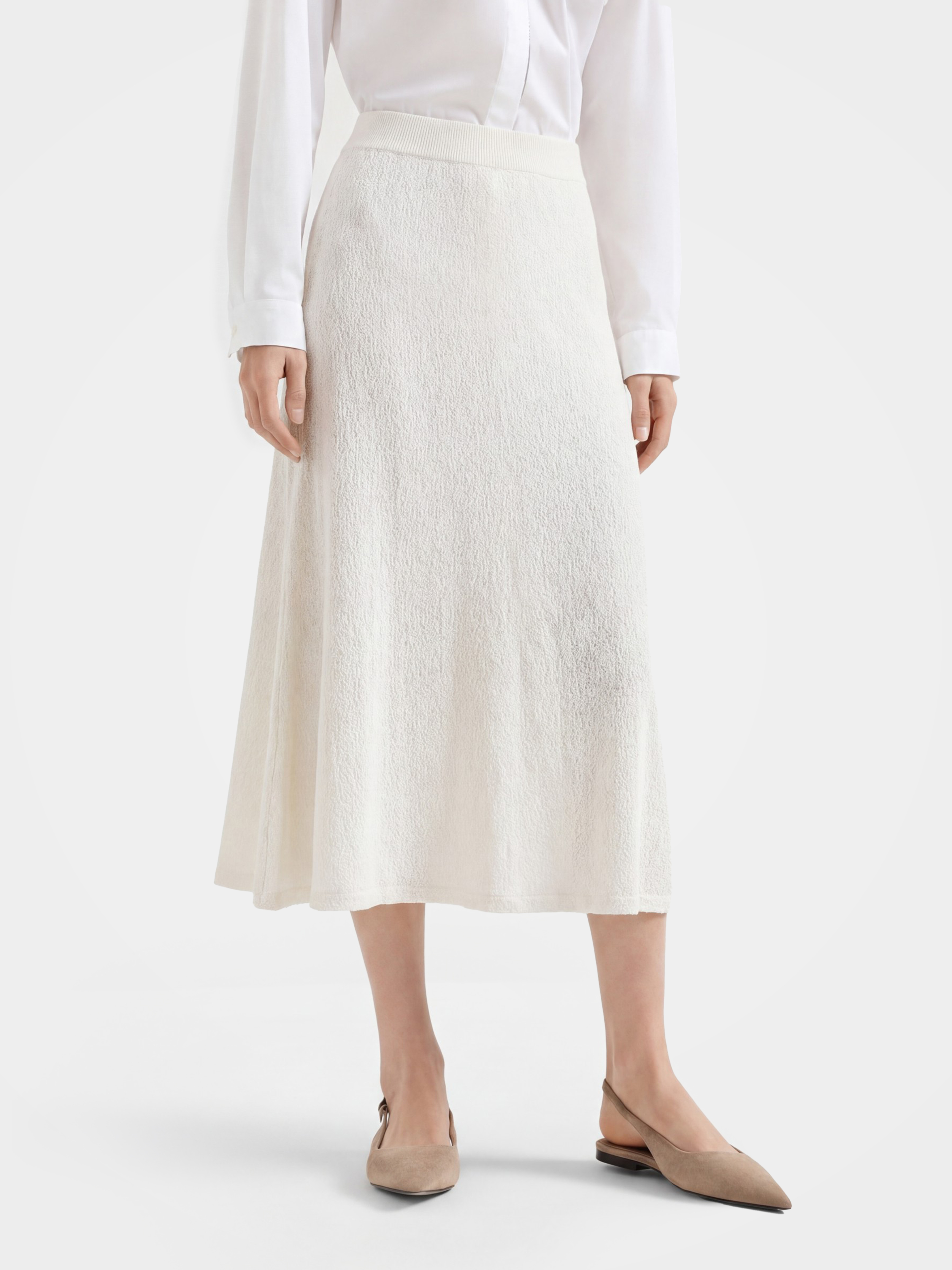 Lightweight Flowy Tencel Blend Knit Midi Skirt