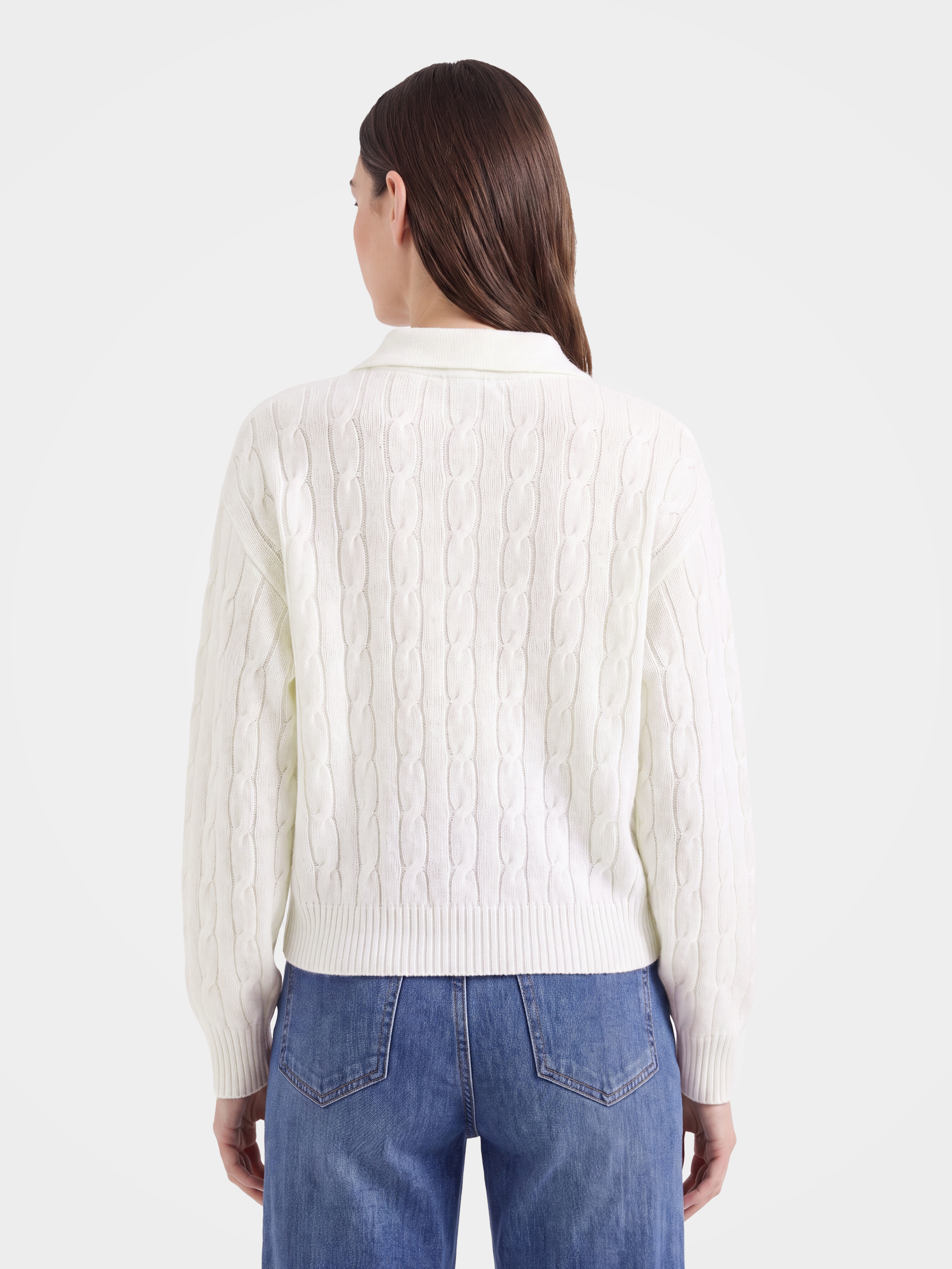 100% Mongolian Cashmere Cable Knit Polo Sweater