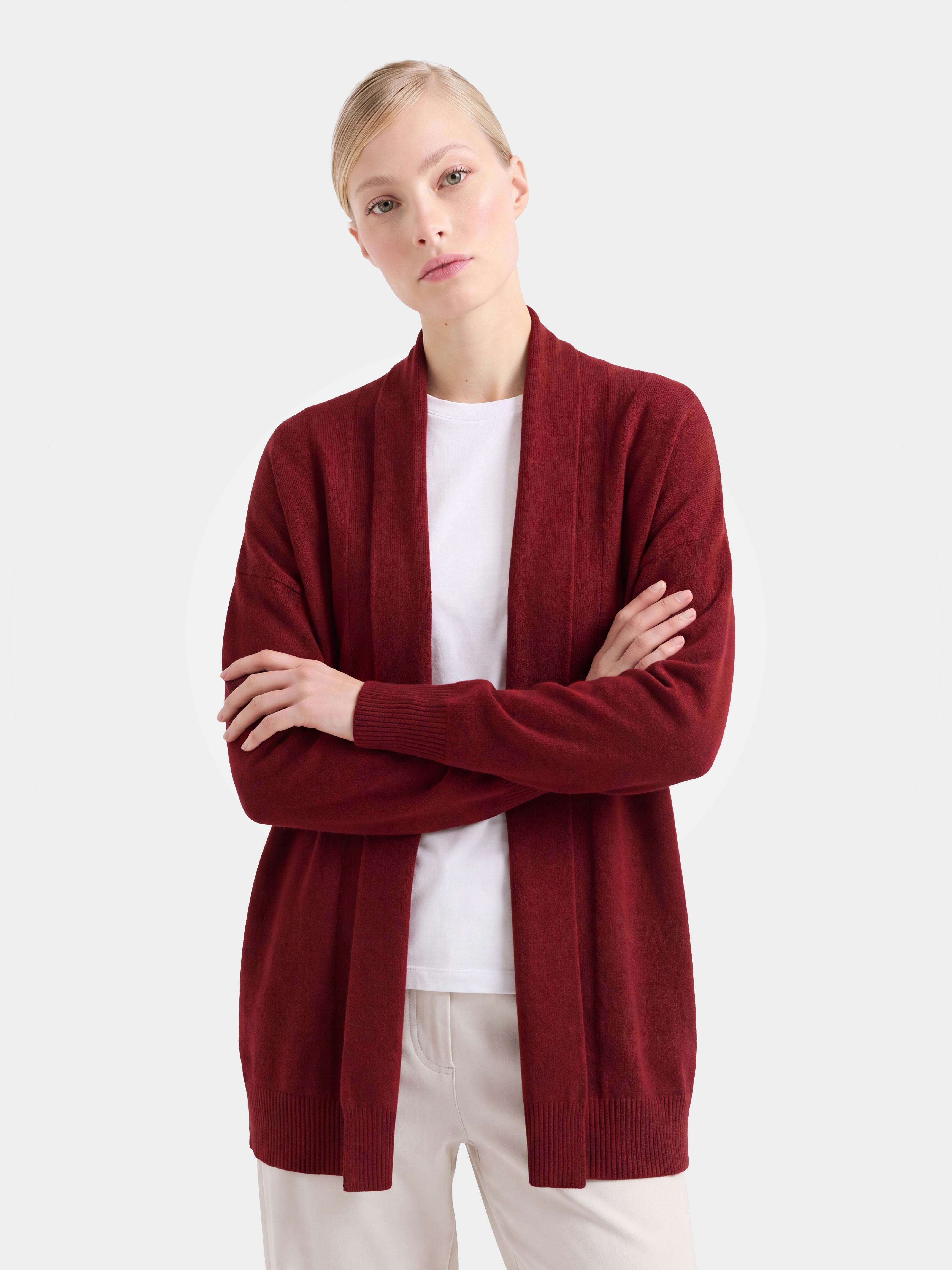 100% Mongolian Cashmere Cable Knit Open Neck Cardigan Sweater