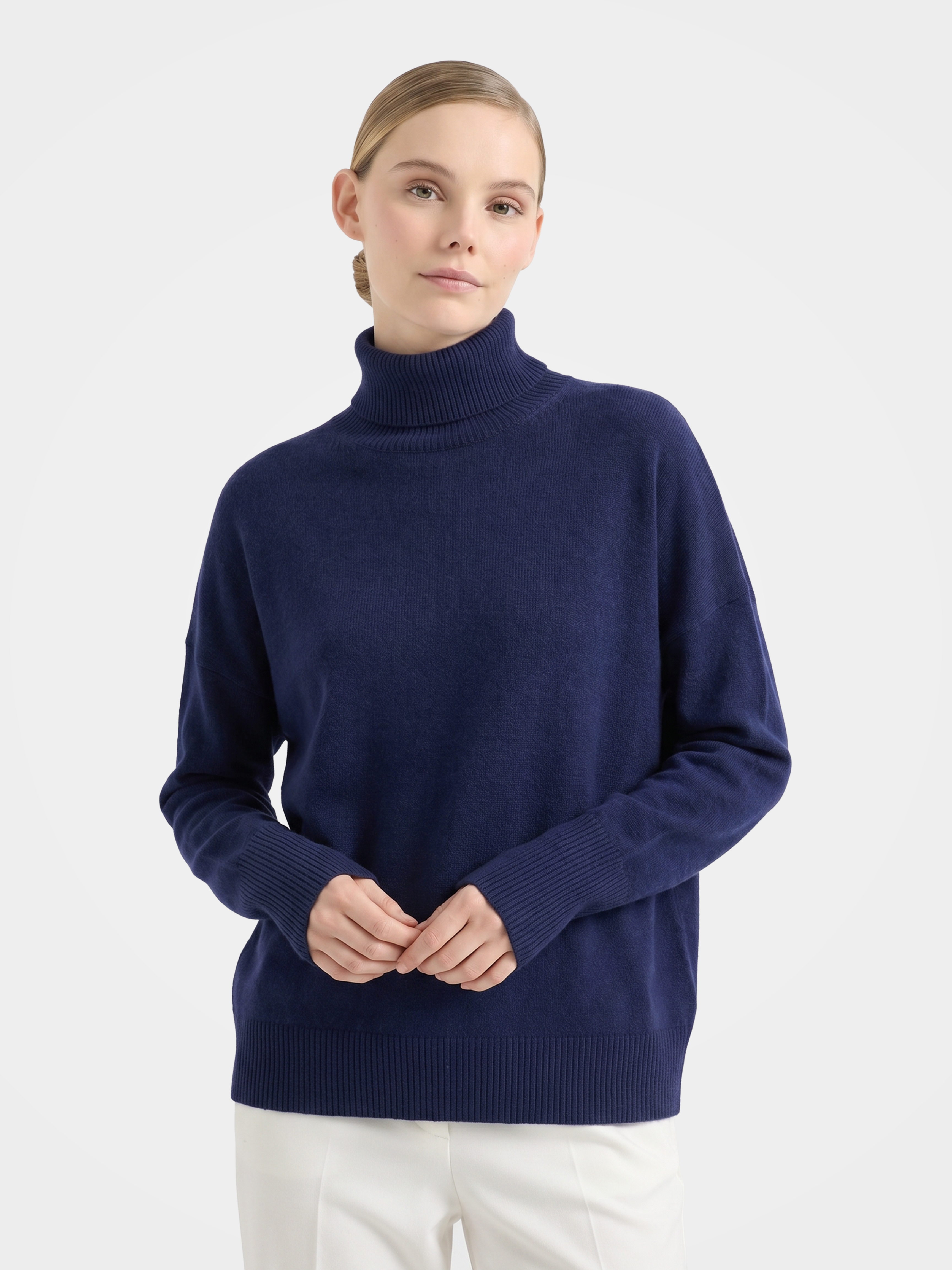 100% Pure Mongolian Cashmere Cable Knit Polo Sweater Long Sleeve Pullover