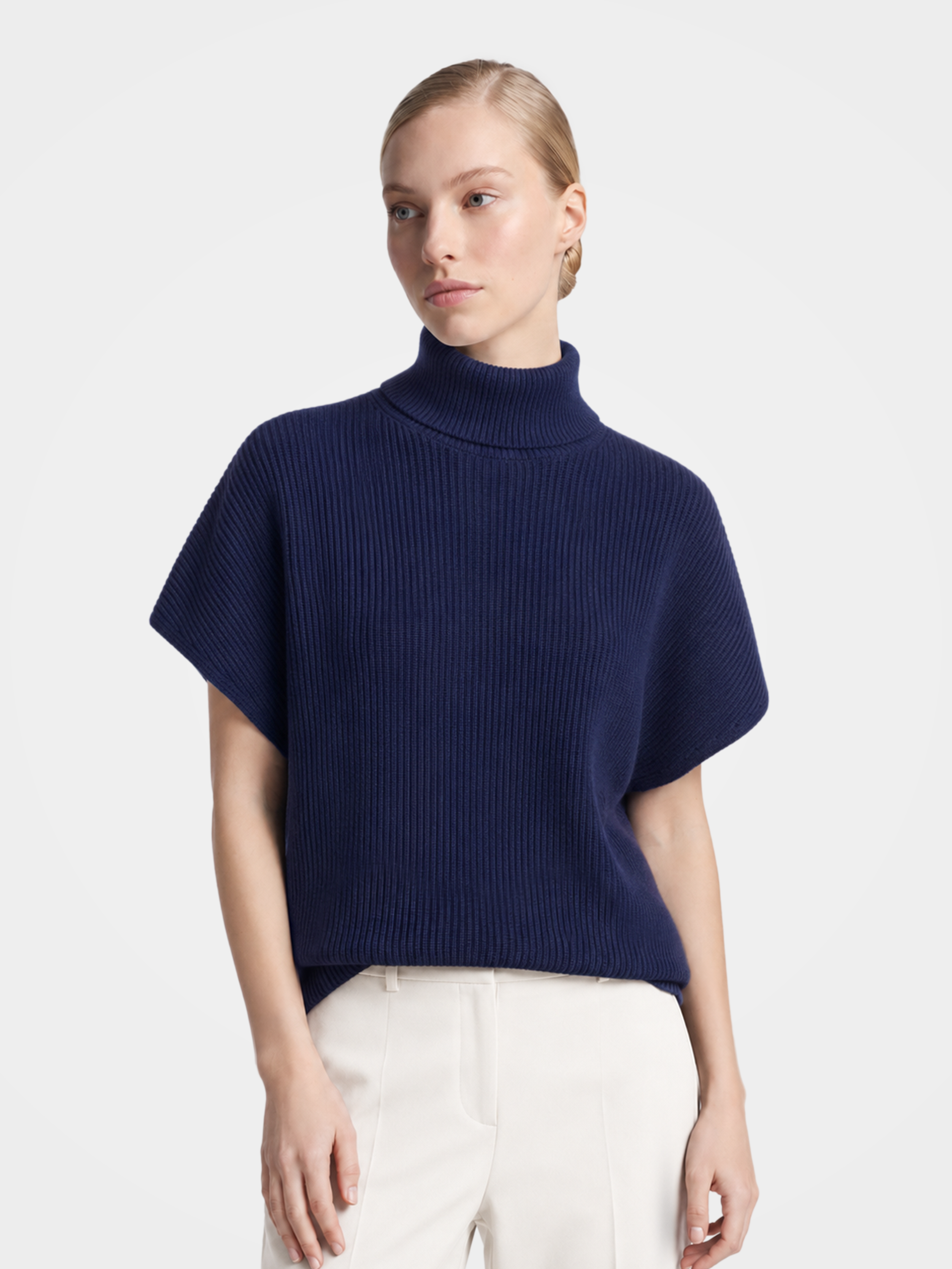 Pre-Order |Cotton Turtleneck Sweater Soft Short Sleeve Knit (10-14 Business Days)