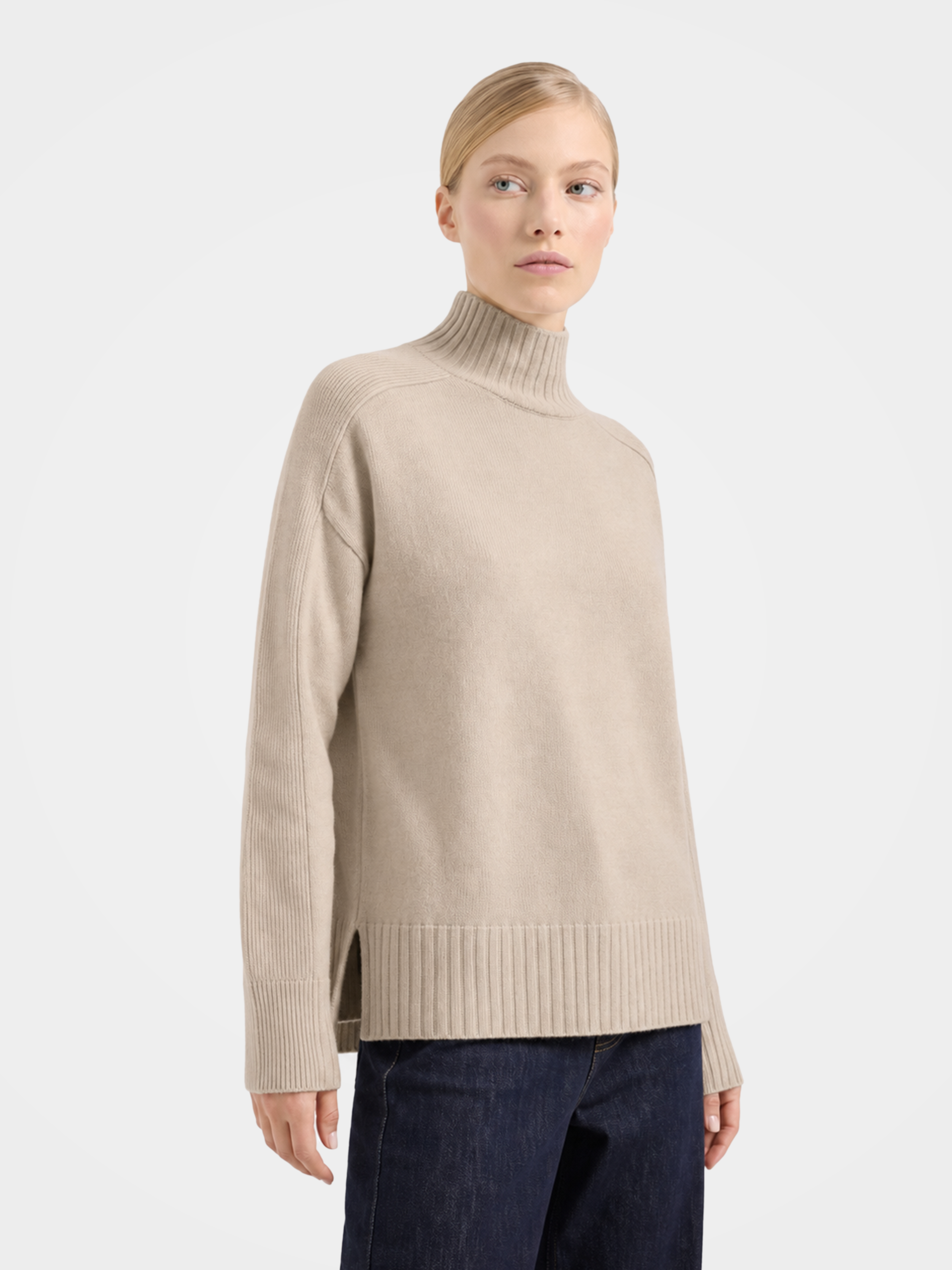 Pre-Order | 100% Wool Mock Neck Sweater Soft Relaxed Fit Knit (10-14 Business Days)
