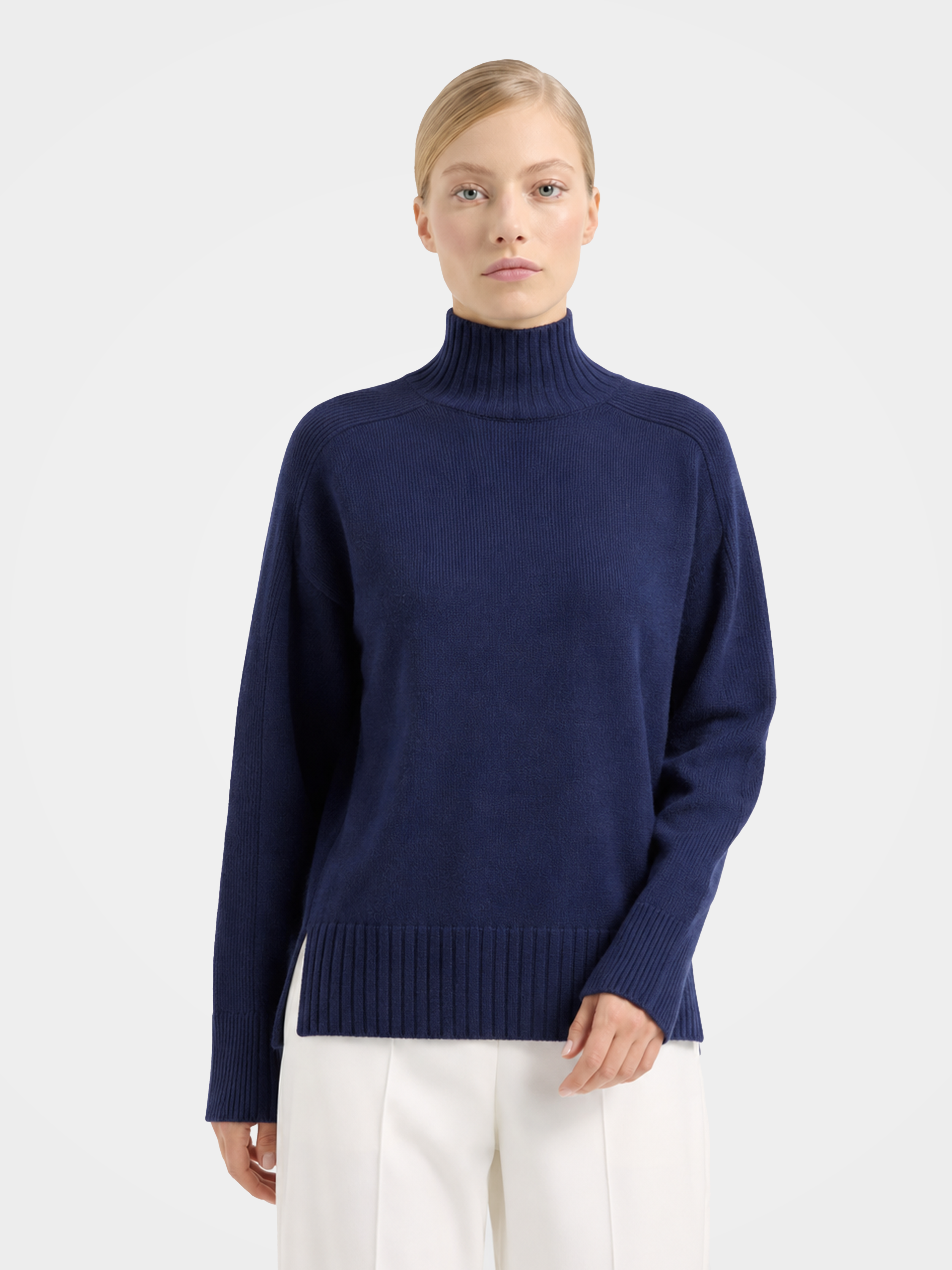 Pre-Order | 100% Wool Mock Neck Sweater Soft Relaxed Fit Knit (10-14 Business Days)