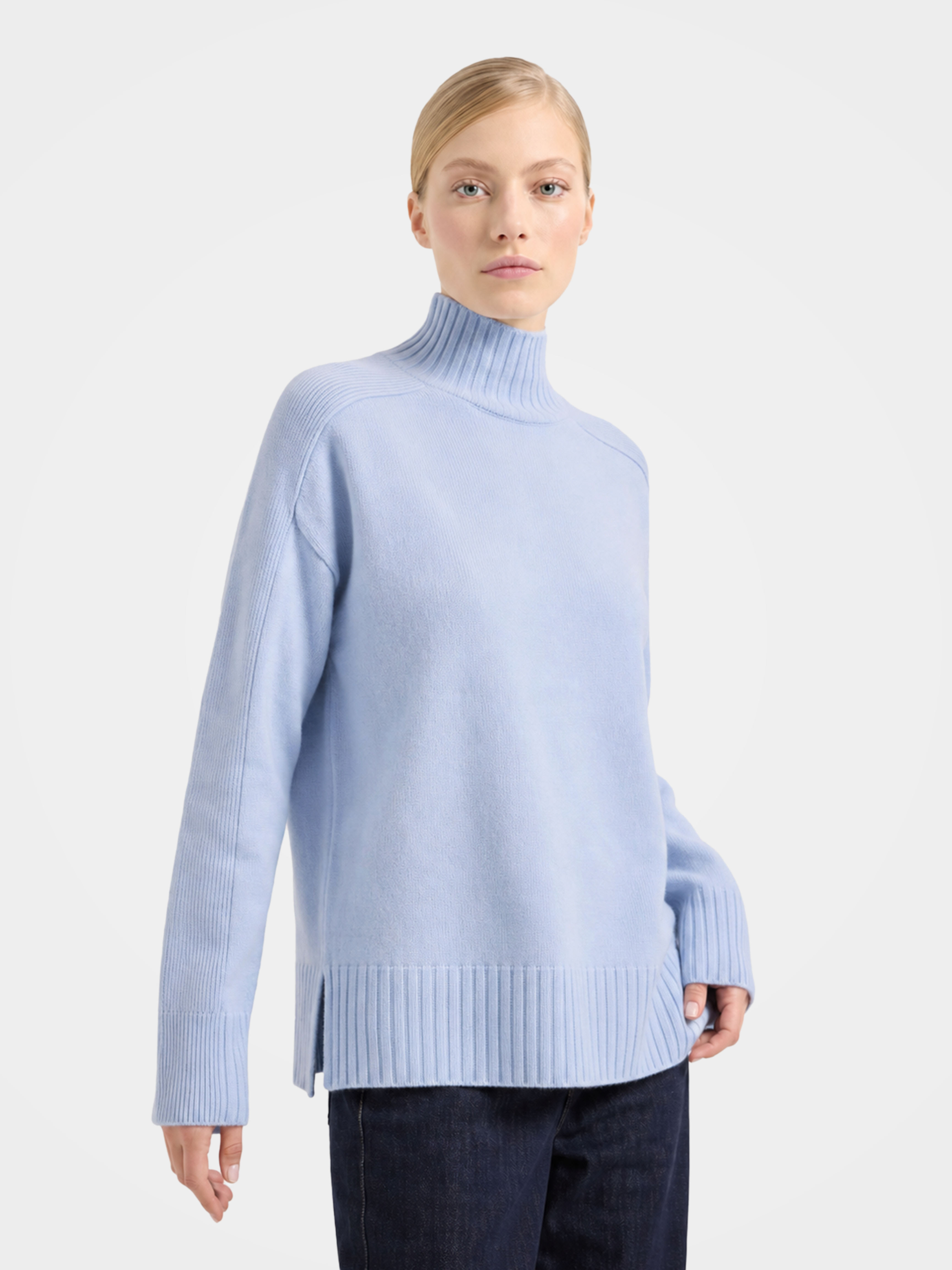 Pre-Order | 100% Wool Mock Neck Sweater Soft Relaxed Fit Knit (10-14 Business Days)