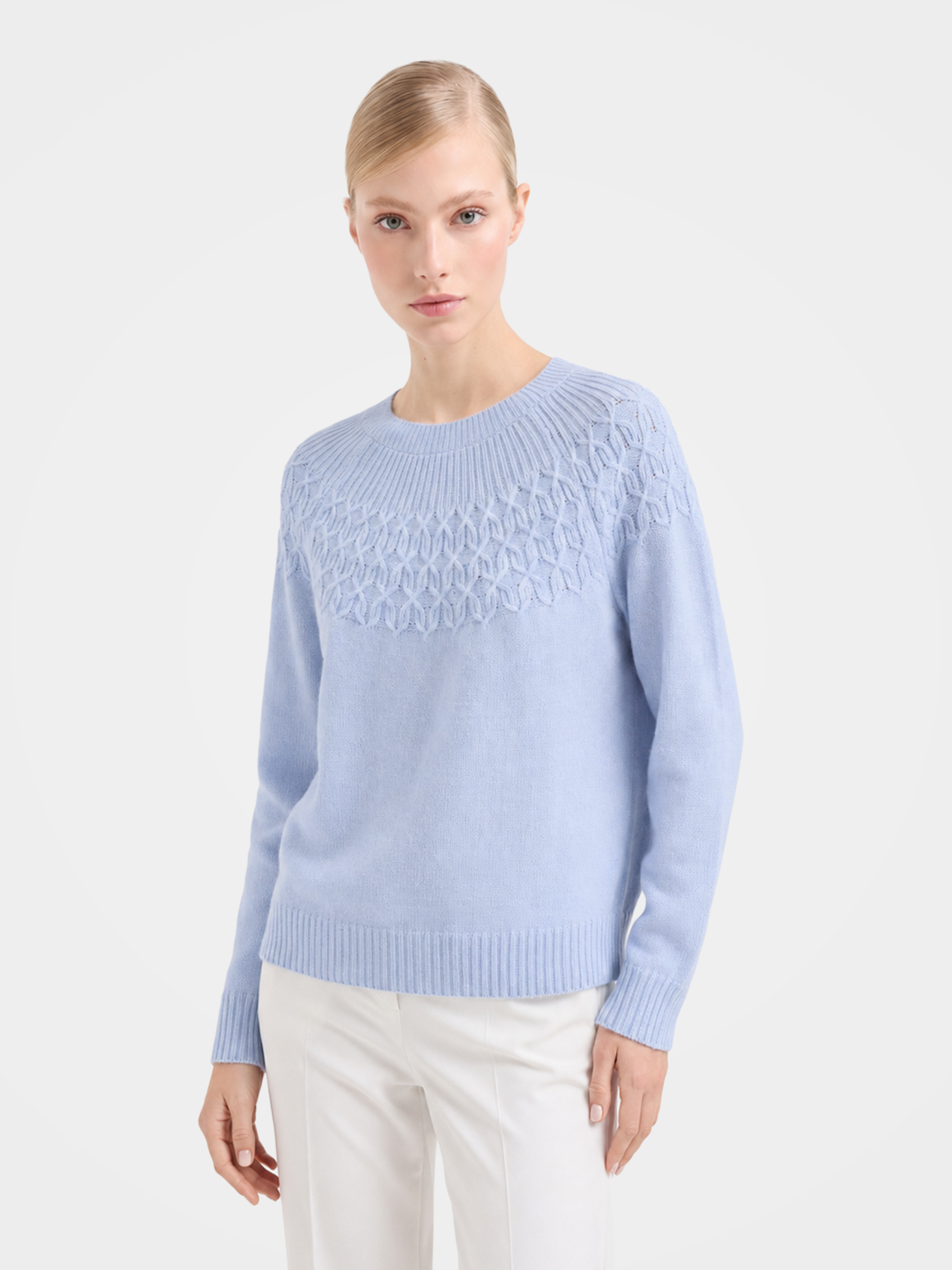 Pre-Order | Wool Crew Neck Sweater Soft Diamond Knit Sweater (10-14 Business Days)