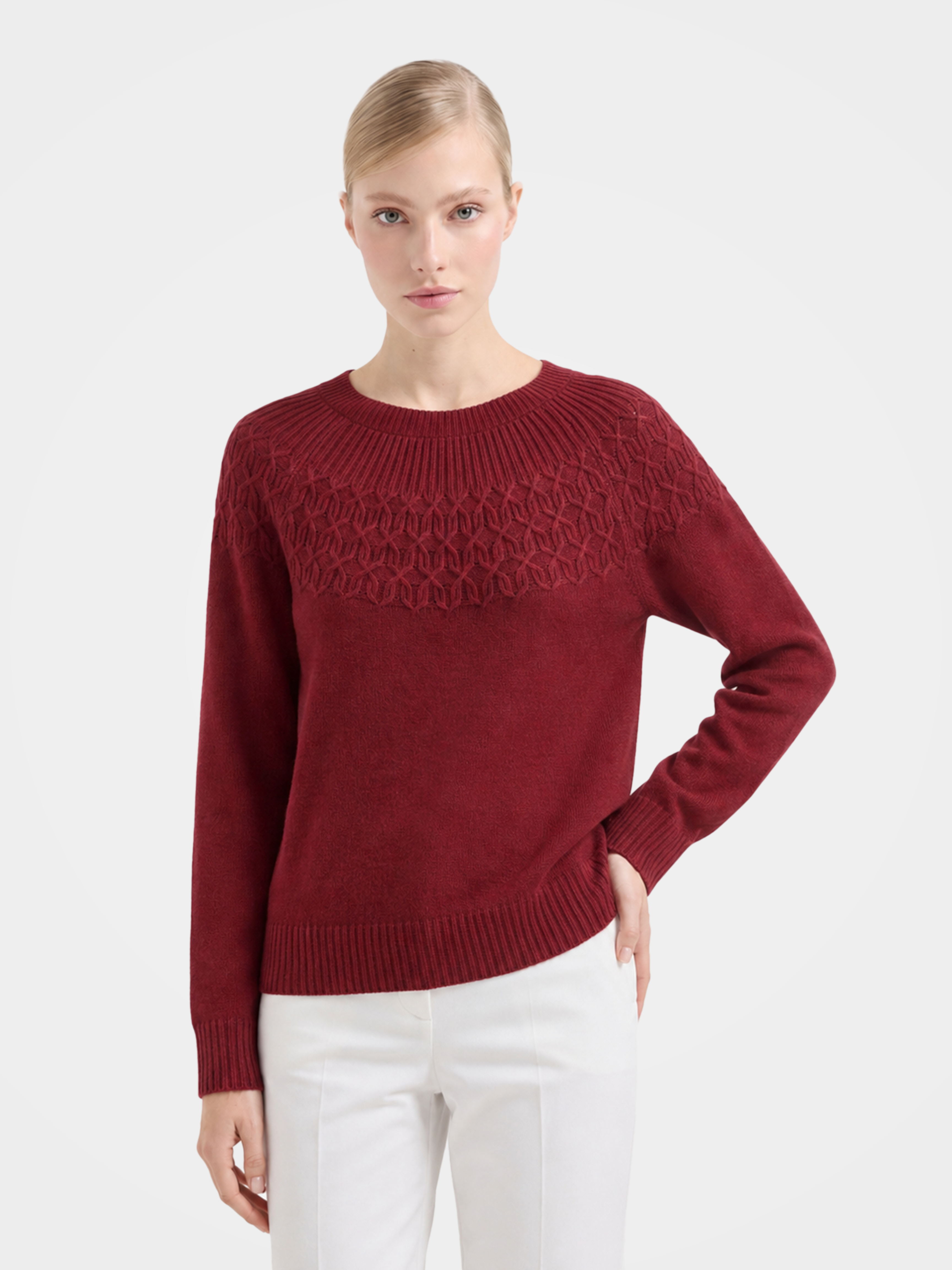 Pre-Order | Wool Crew Neck Sweater Soft Diamond Knit Sweater (10-14 Business Days)