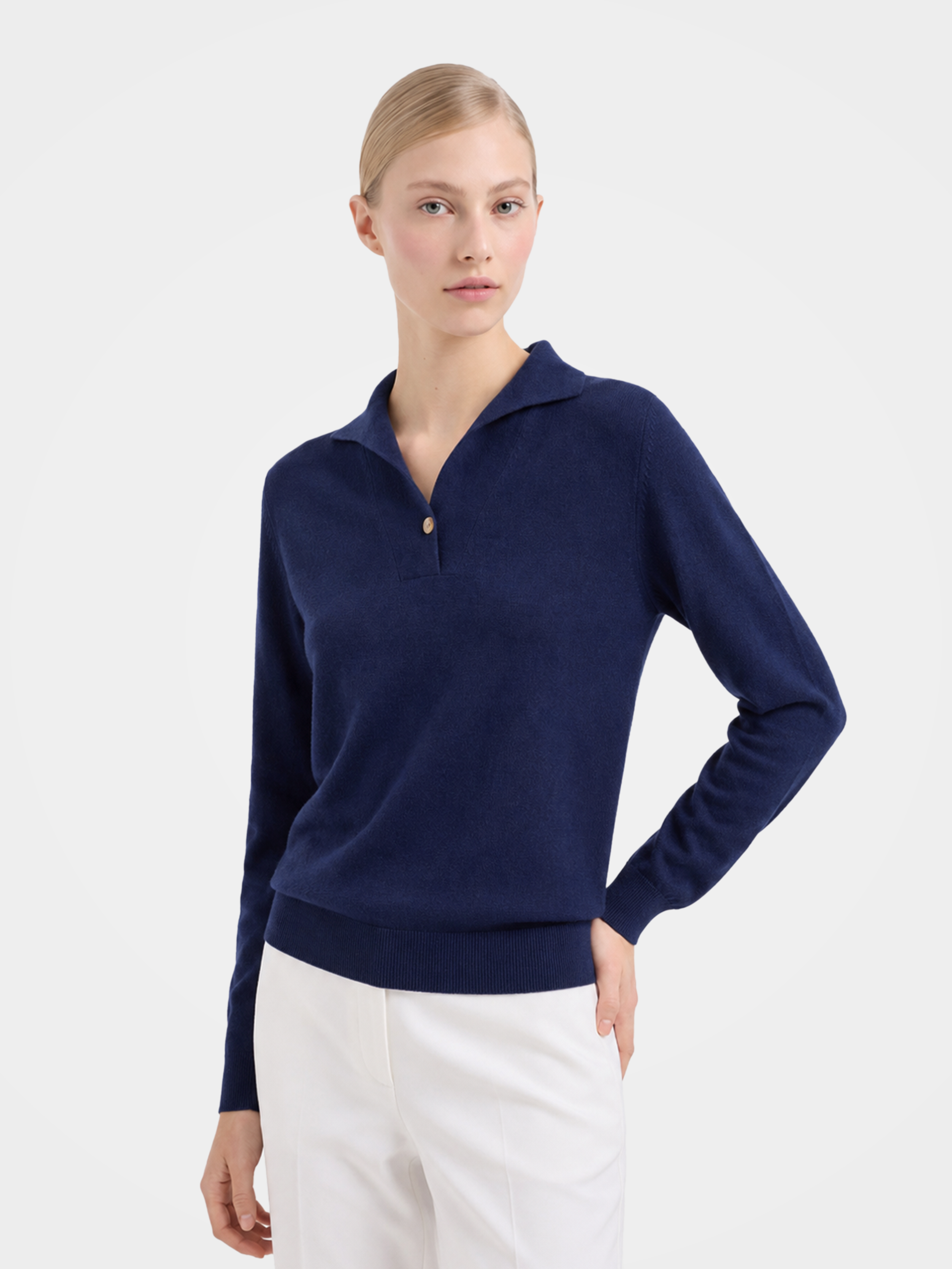 Pre-Order | 100% Cashmere Polo Sweater Soft Knit Pullover (10-14 Business Days)