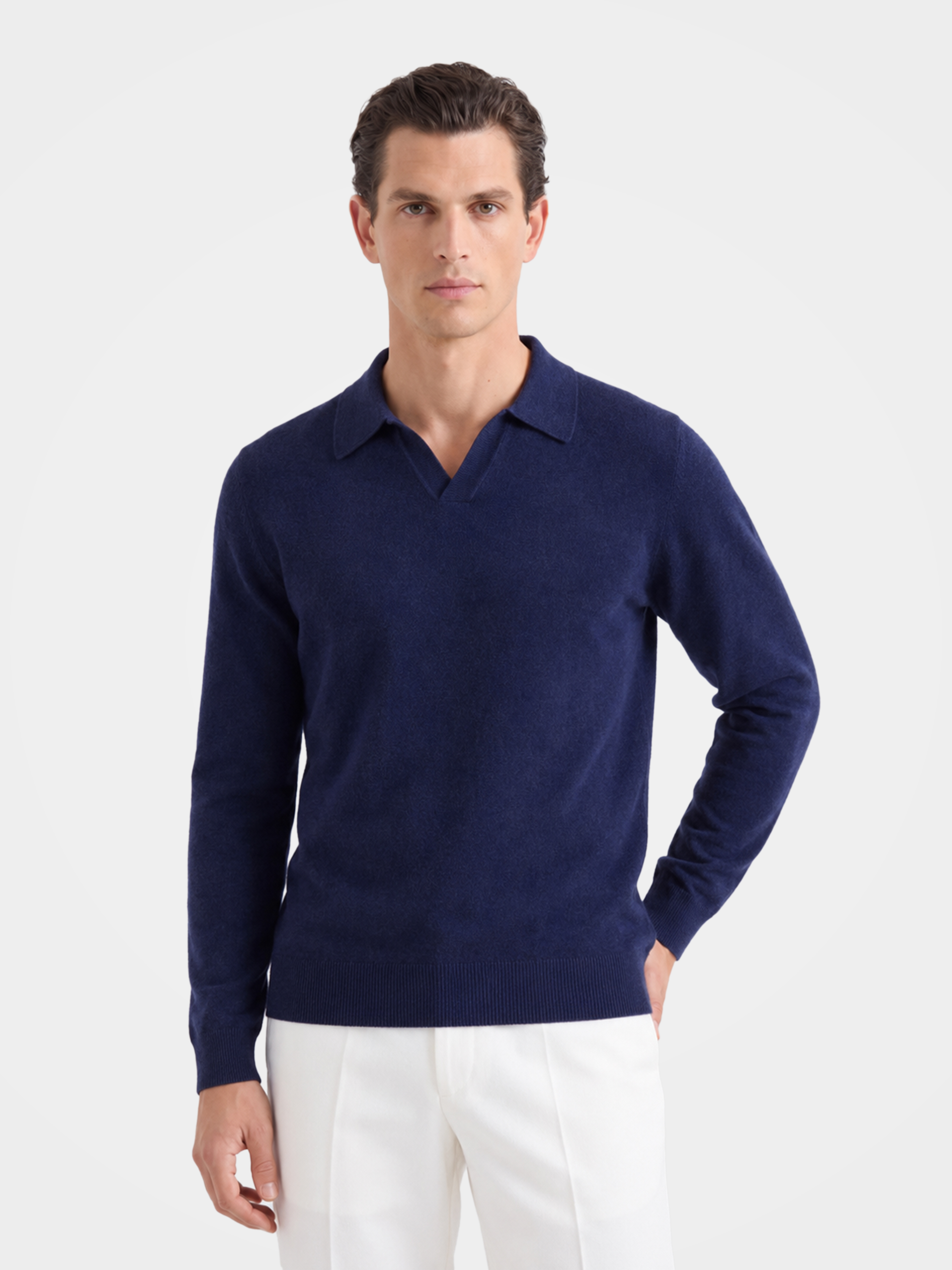 Men’s 100% Organic Cashmere Sweater Polo  Shirt Pullover