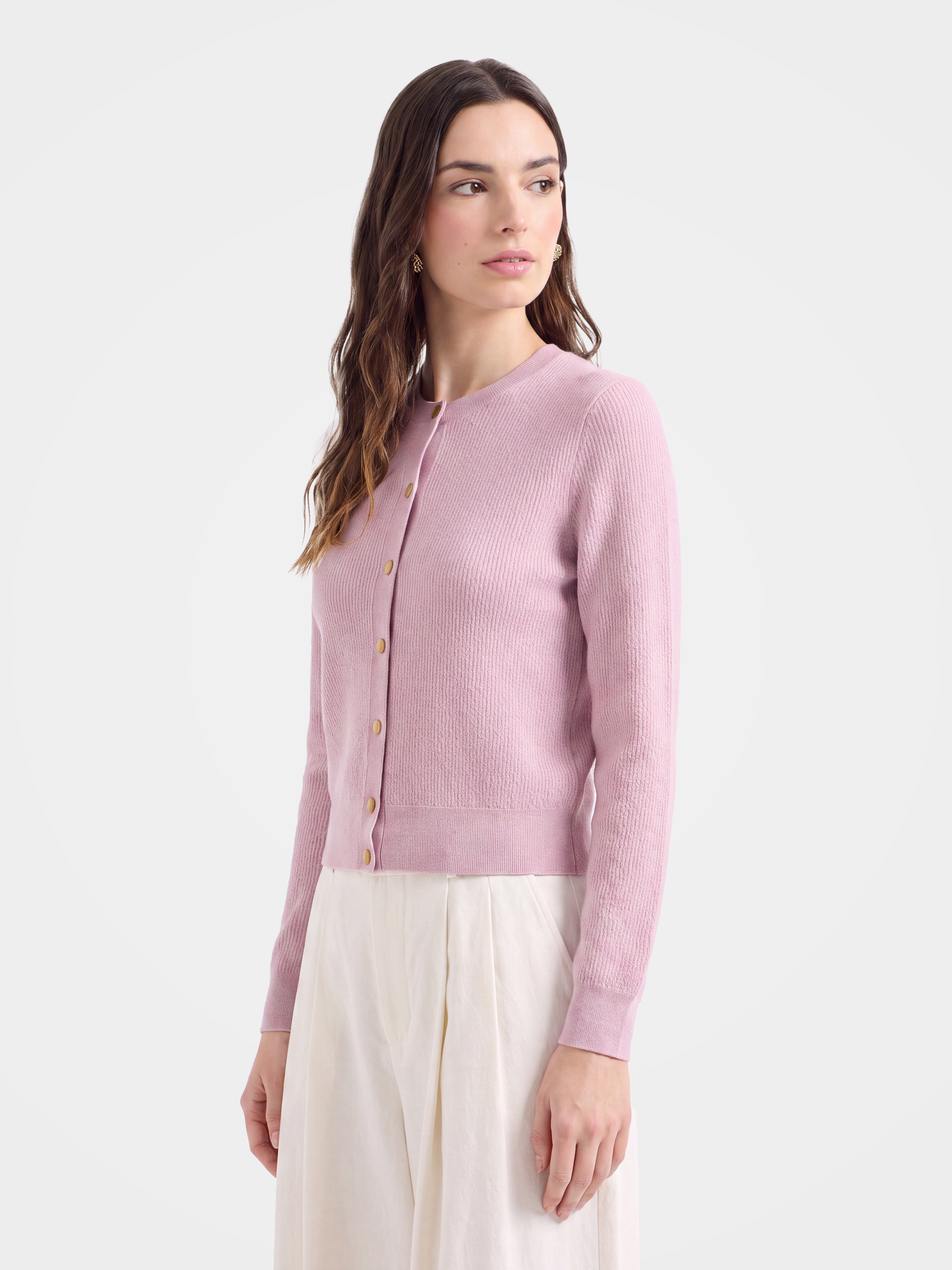 Pre-Order |100% Cashmere Crew Neck Cardigan Sweater Plain Knitwear (10-14 Business Days)