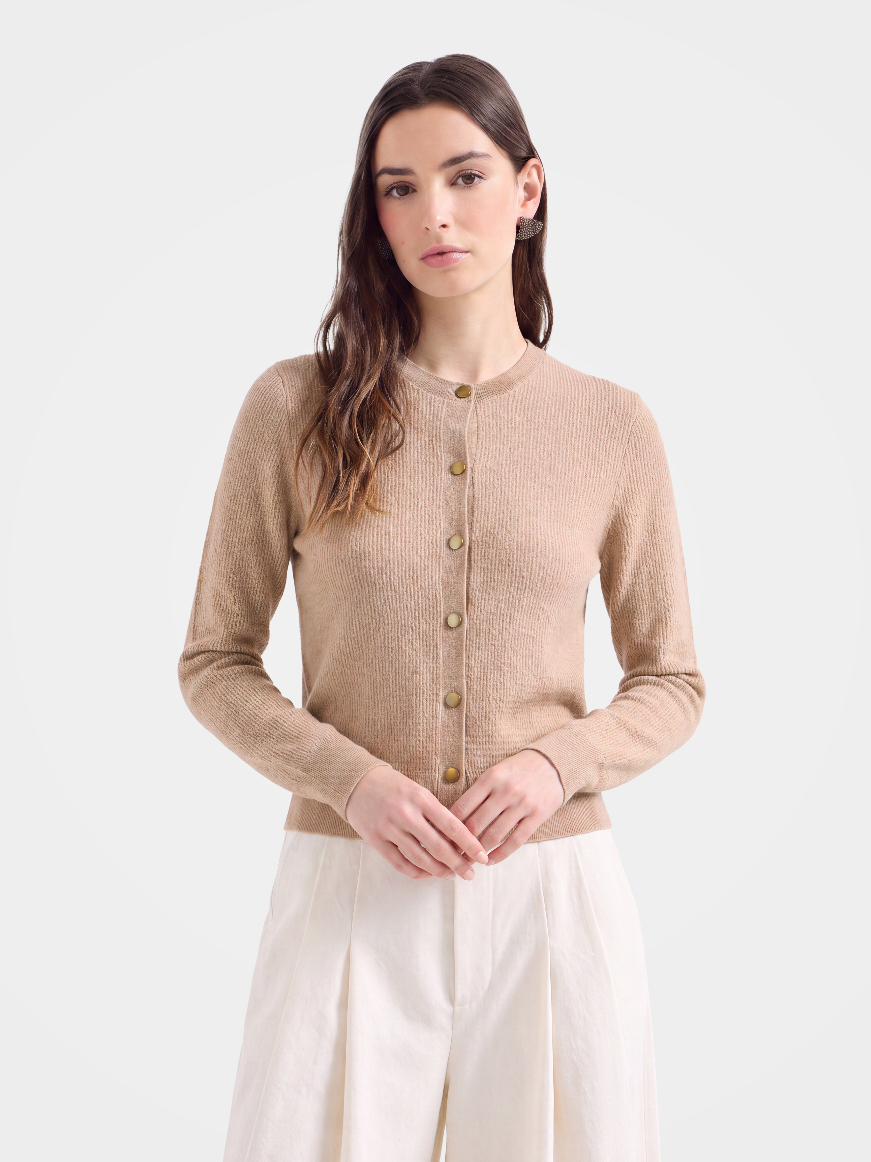 Pre-Order |100% Cashmere Crew Neck Cardigan Sweater Plain Knitwear (10-14 Business Days)