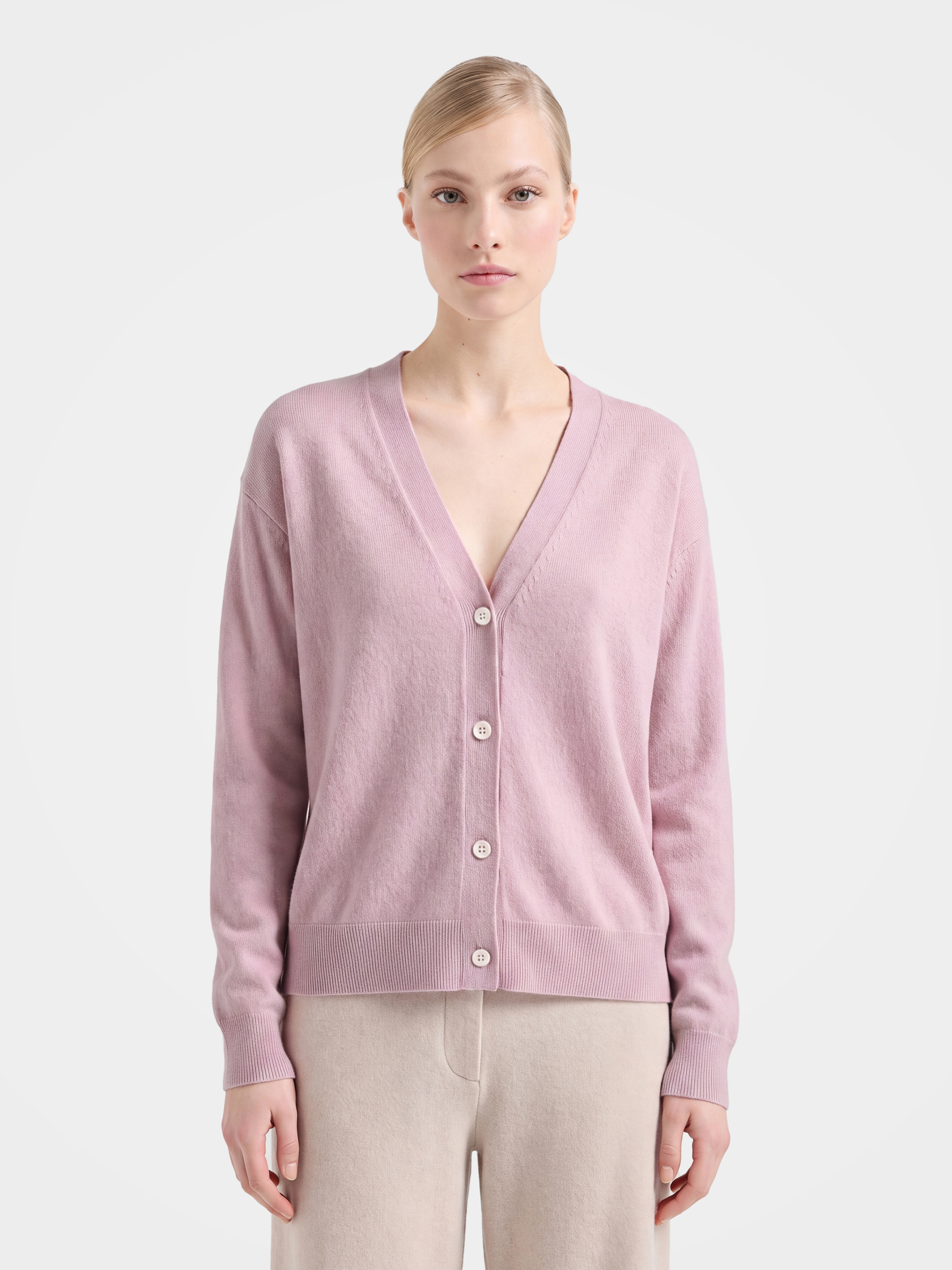 100% Mongolian Cashmere V-Neck Button Front Cardigan
