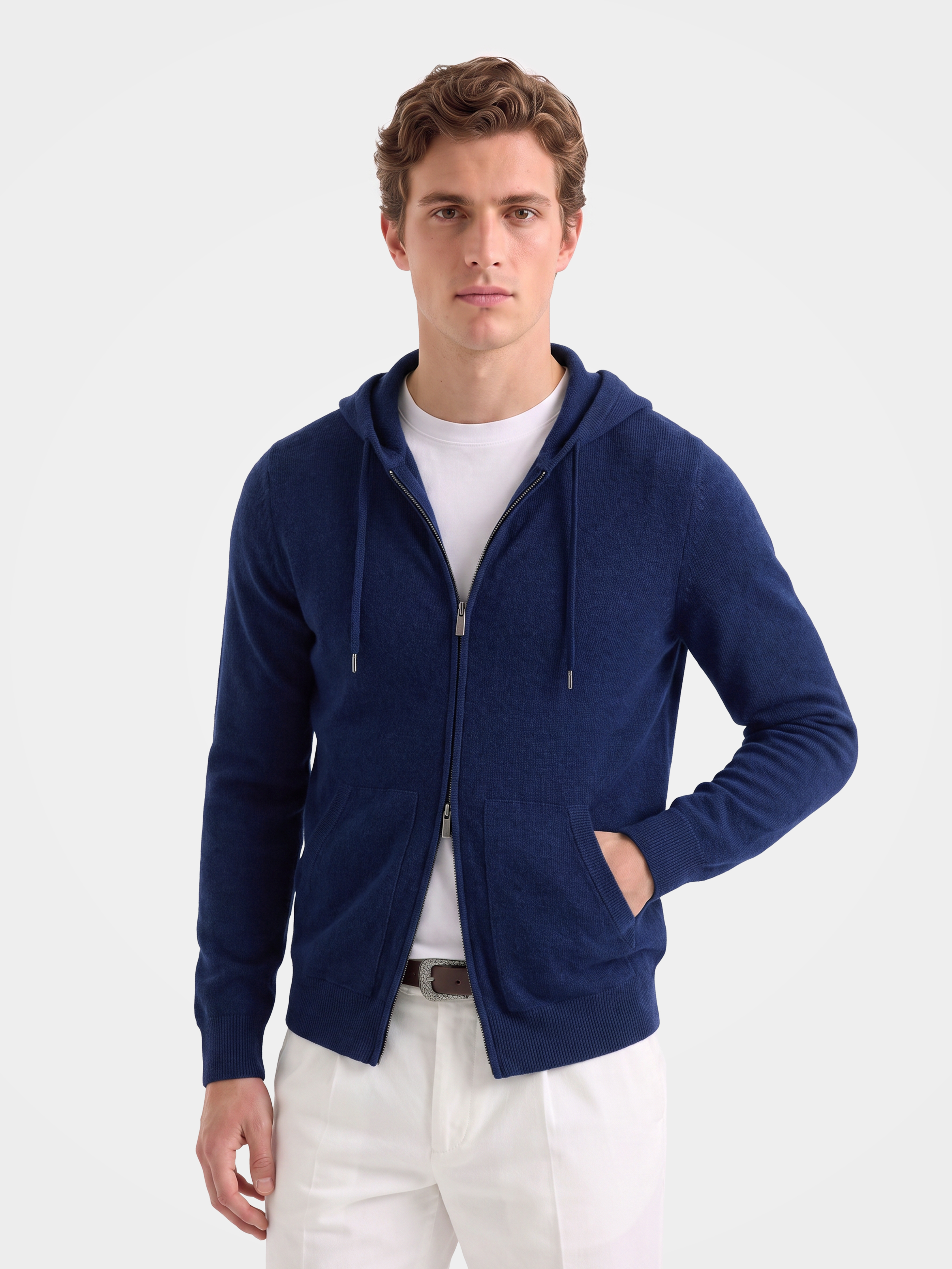 Pre-Order | Men's 100% Cashmere Hooded Full-Zip Cardigan (10-14 Business Days)
