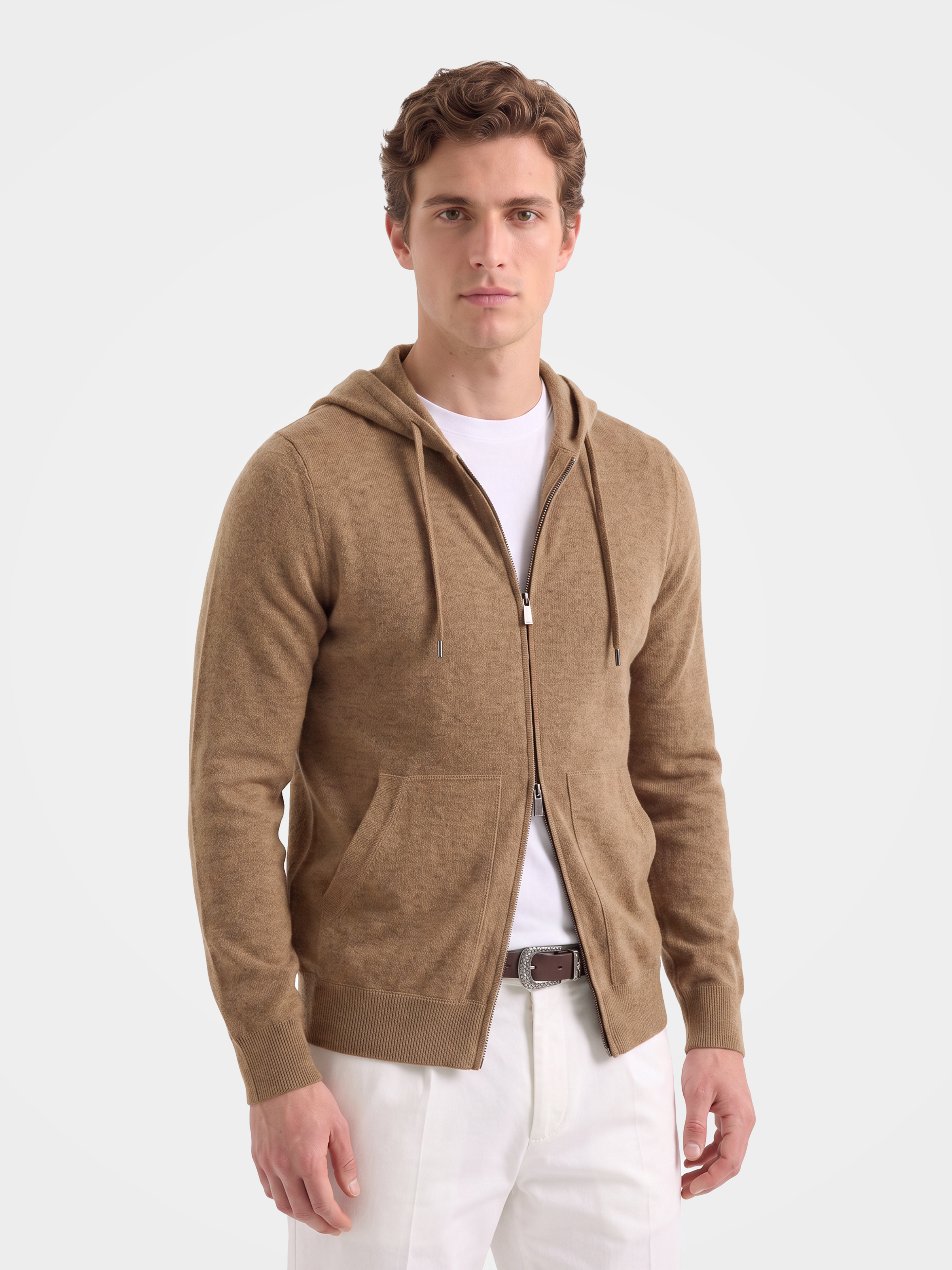 Pre-Order | Men's 100% Cashmere Hooded Full-Zip Cardigan (10-14 Business Days)