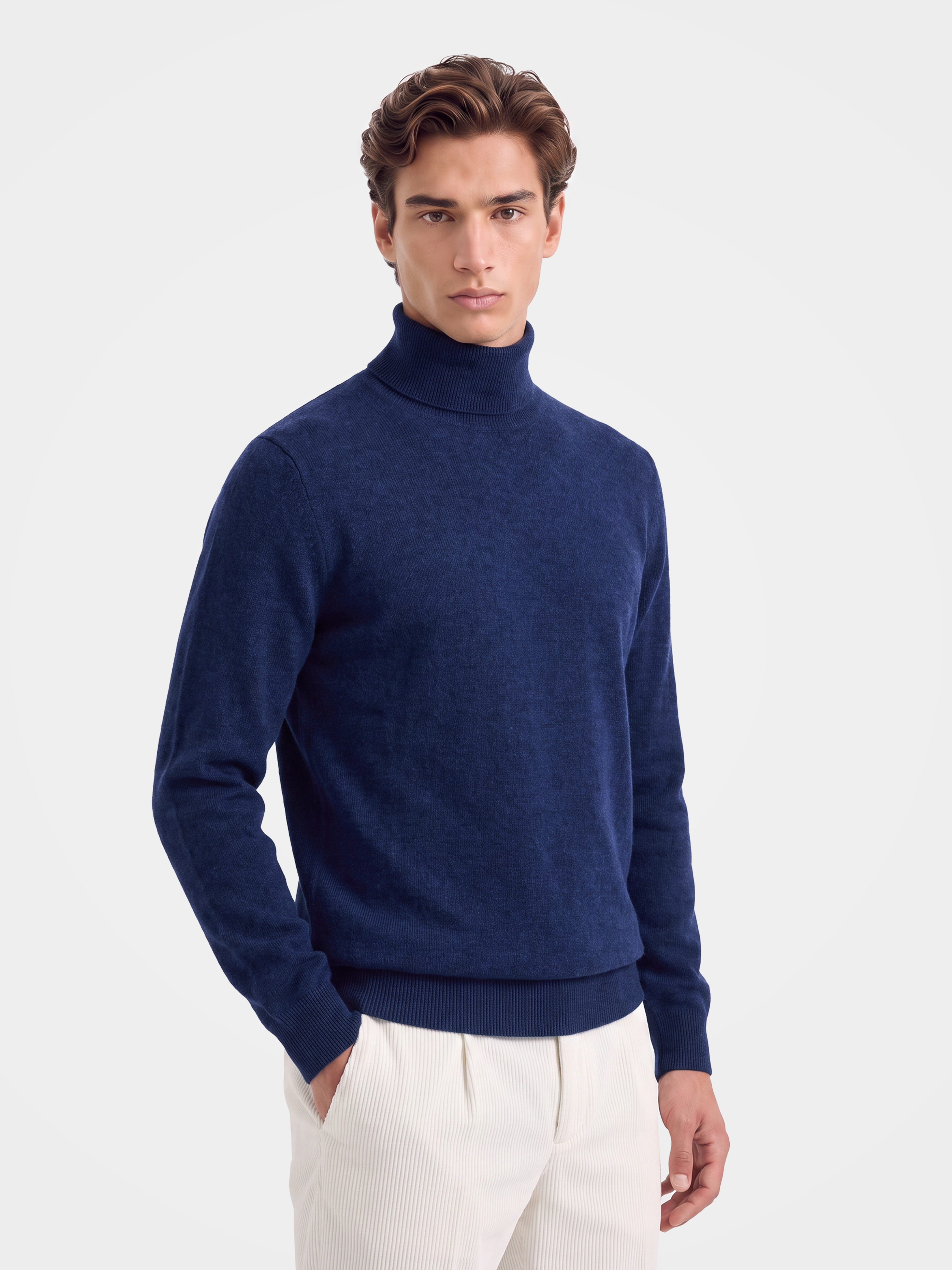 Men's 100% Mongolian Cashmere Turtleneck Sweater Soft Knit Pullover Premium Winter Knitwear