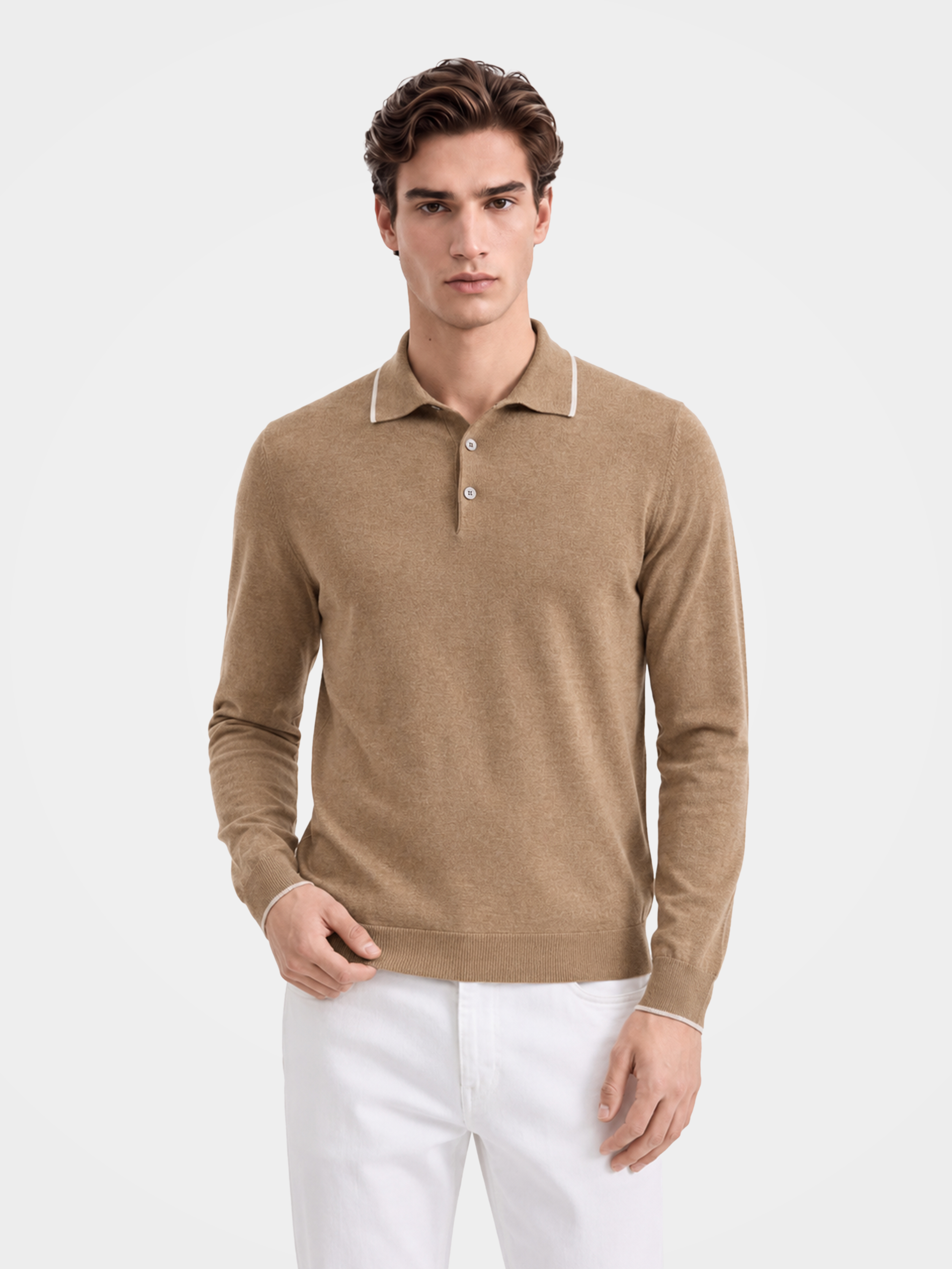 Pre-Order | Men's 100% Cashmere Long Sleeve Polo Sweater (10-14 Business Days)