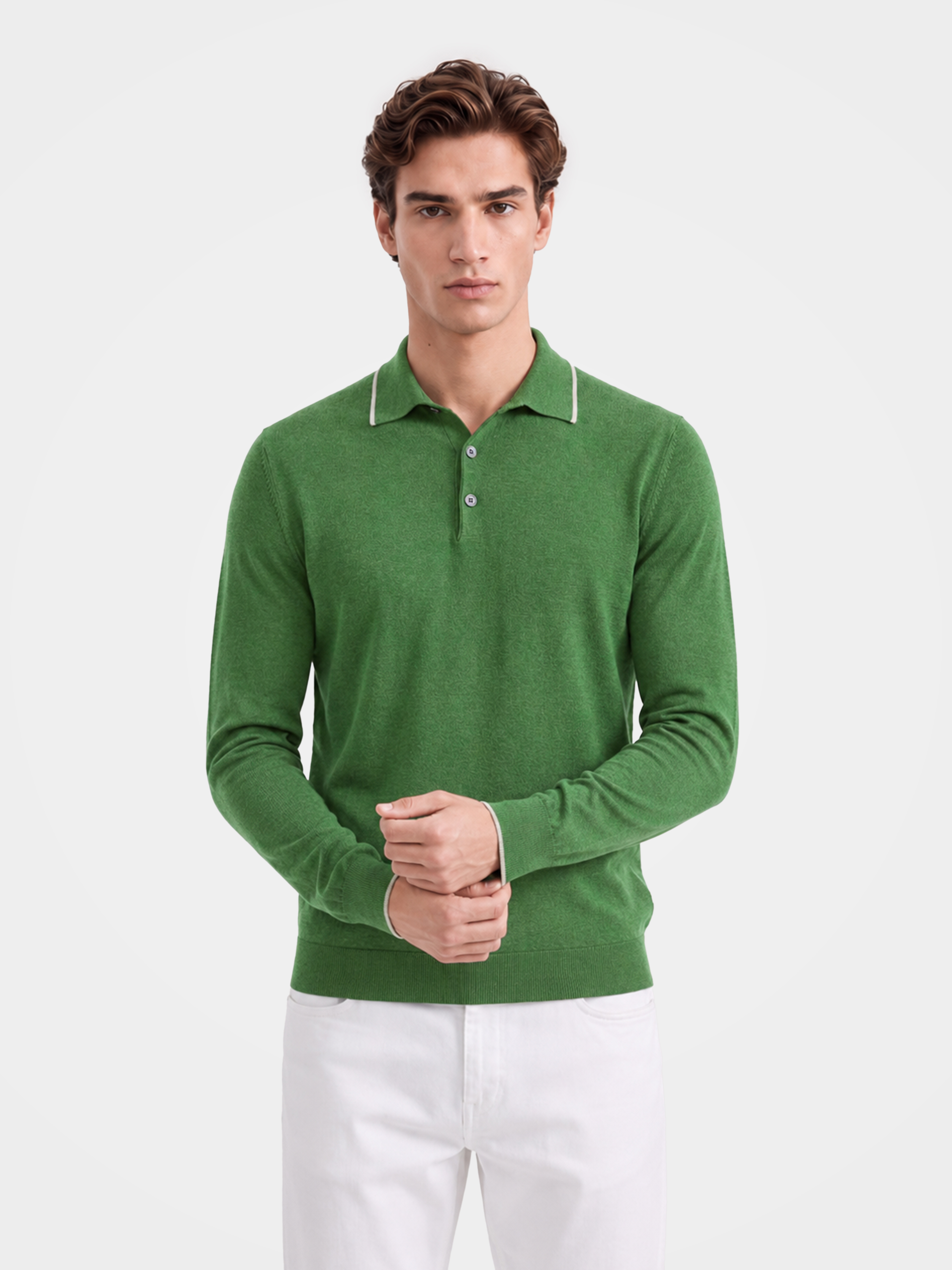 Pre-Order | Men's 100% Cashmere Long Sleeve Polo Sweater (10-14 Business Days)