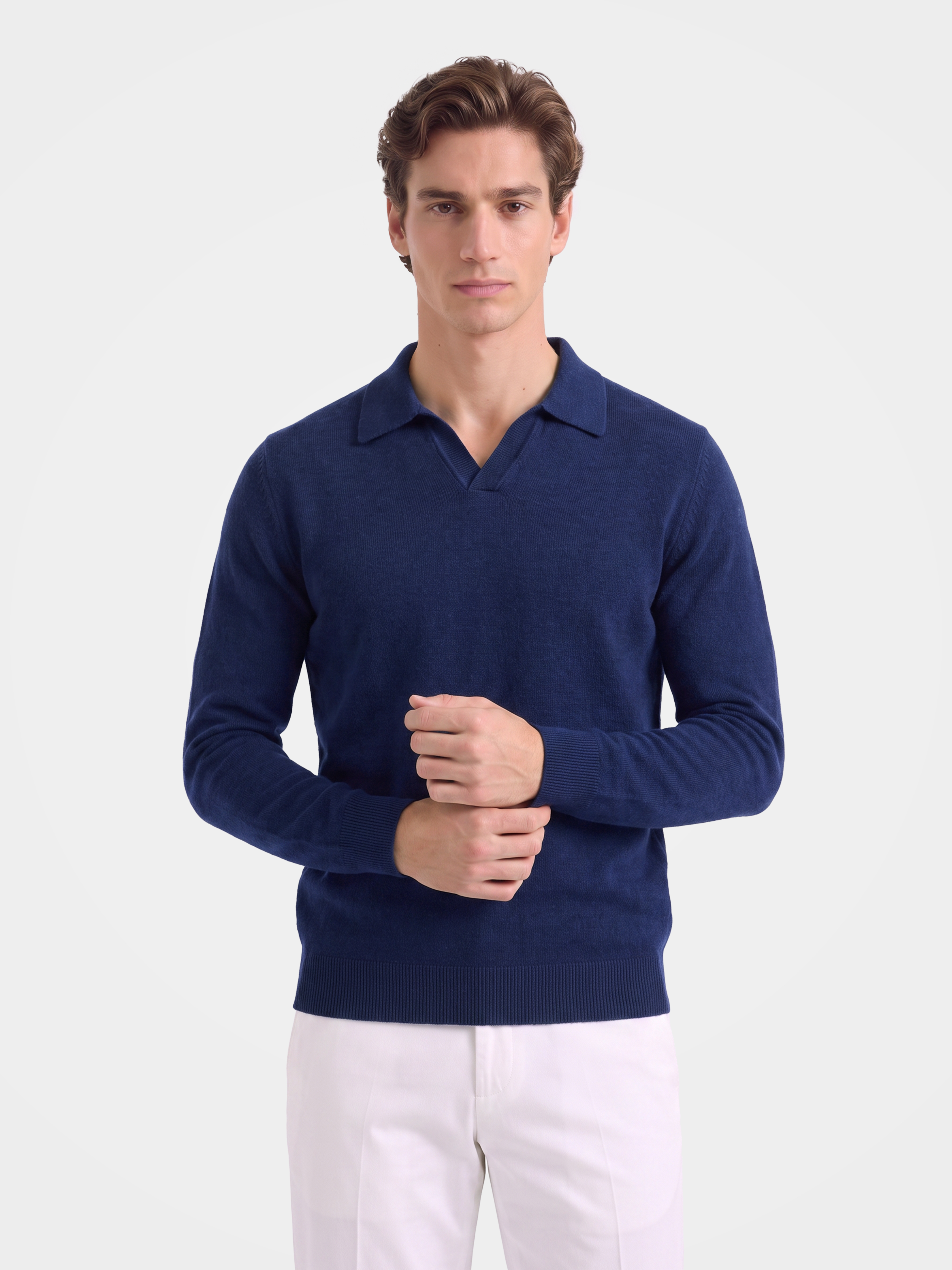 Pre-Order | Men's 100% Cashmere Collared Knit Sweater Classic Ribbed Pullover (10-14 Business Days)