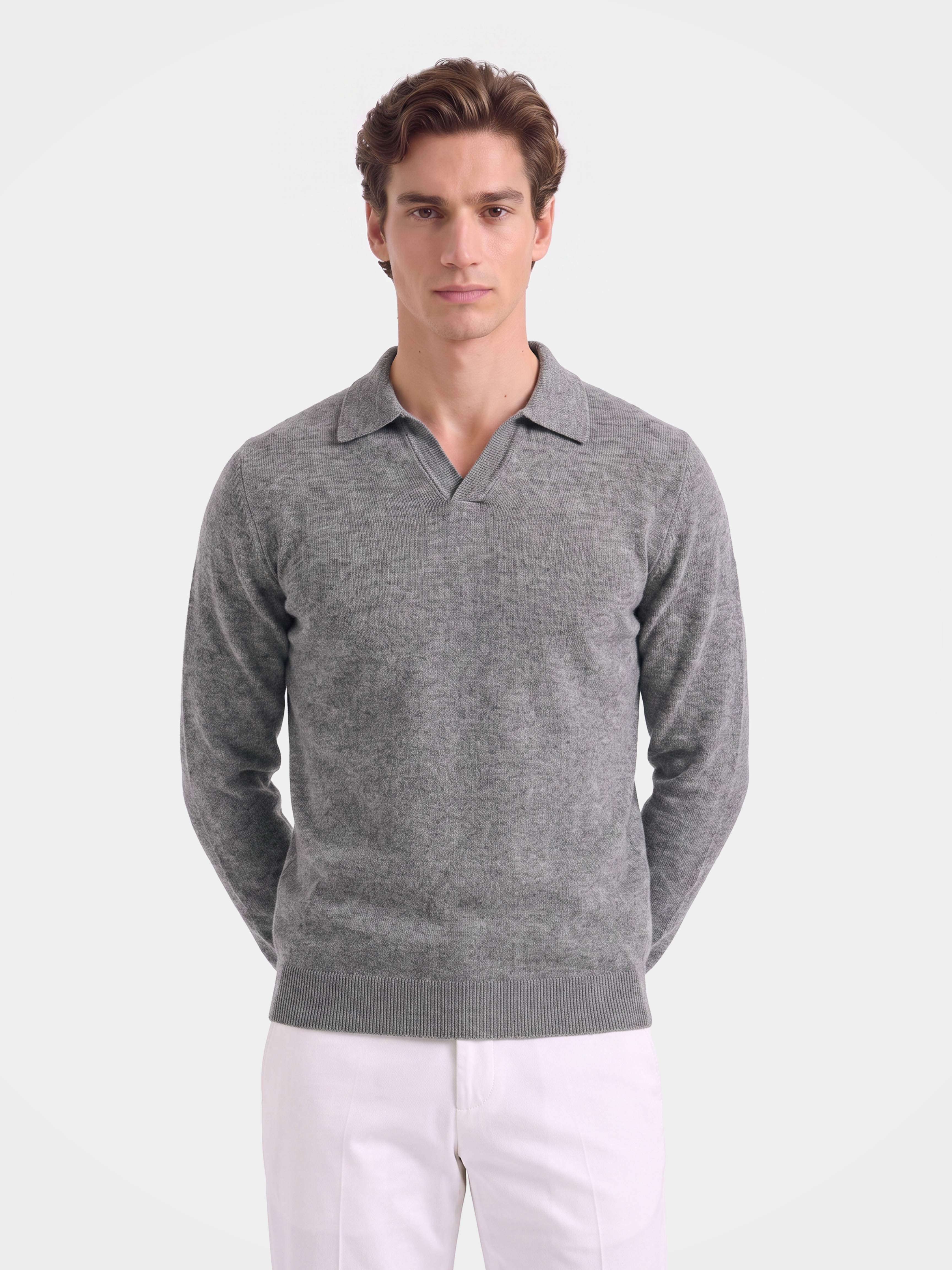 Men's 100% Cashmere Johnny Collar Textured Knit Sweater - Soft Luxury Pullover