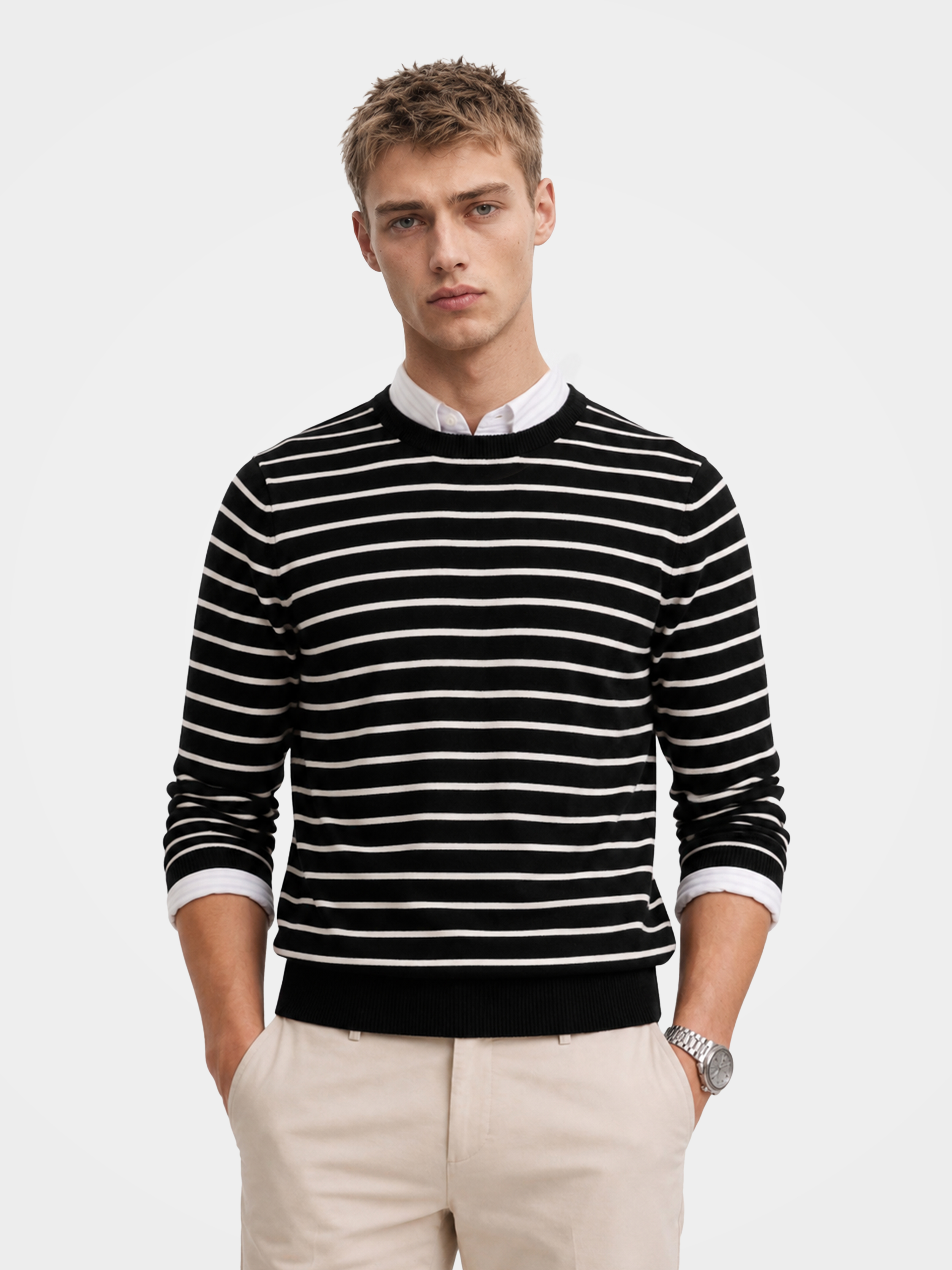 Men's 100% Mongolian Cashmere Sweater Crew Neck Long Sleeve Lightweight Pullover