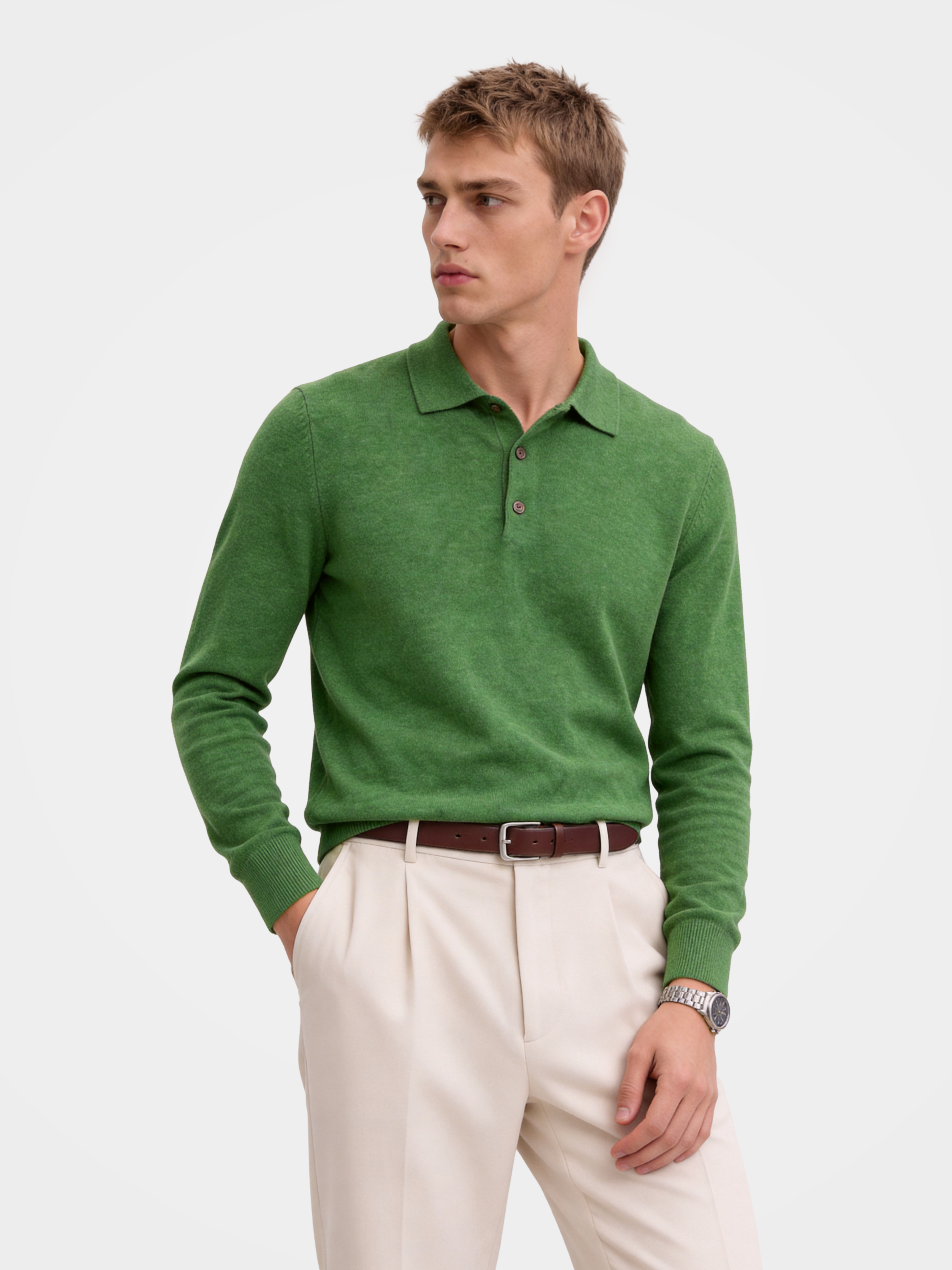 Pre-Order | Men's 100% Cashmere Polo Collar Knit Sweater (10-14 Business Days)