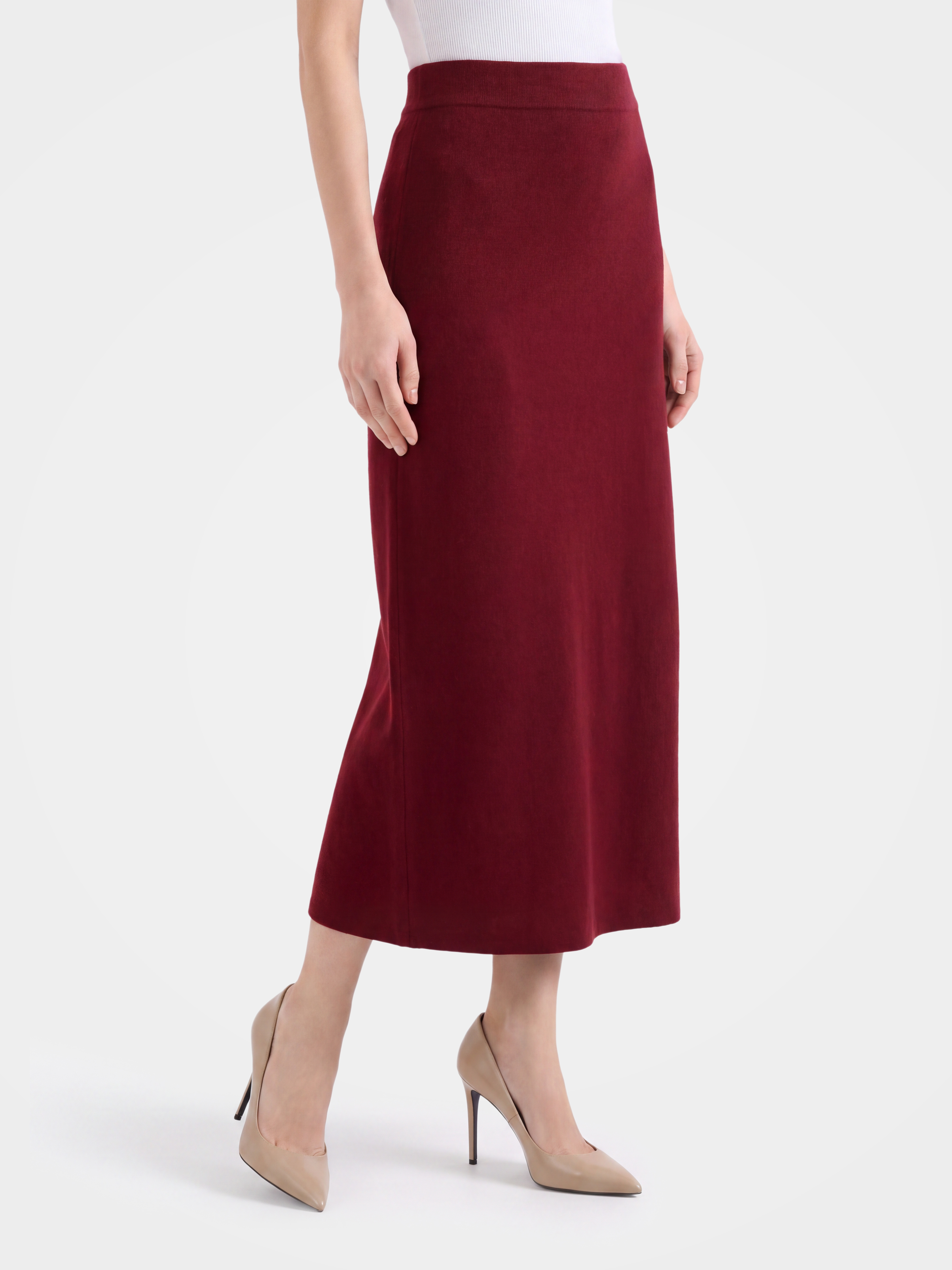 Women’s 100% Mongolian Cashmere Skirt High-Waist A-Line Knit Midi Skirt