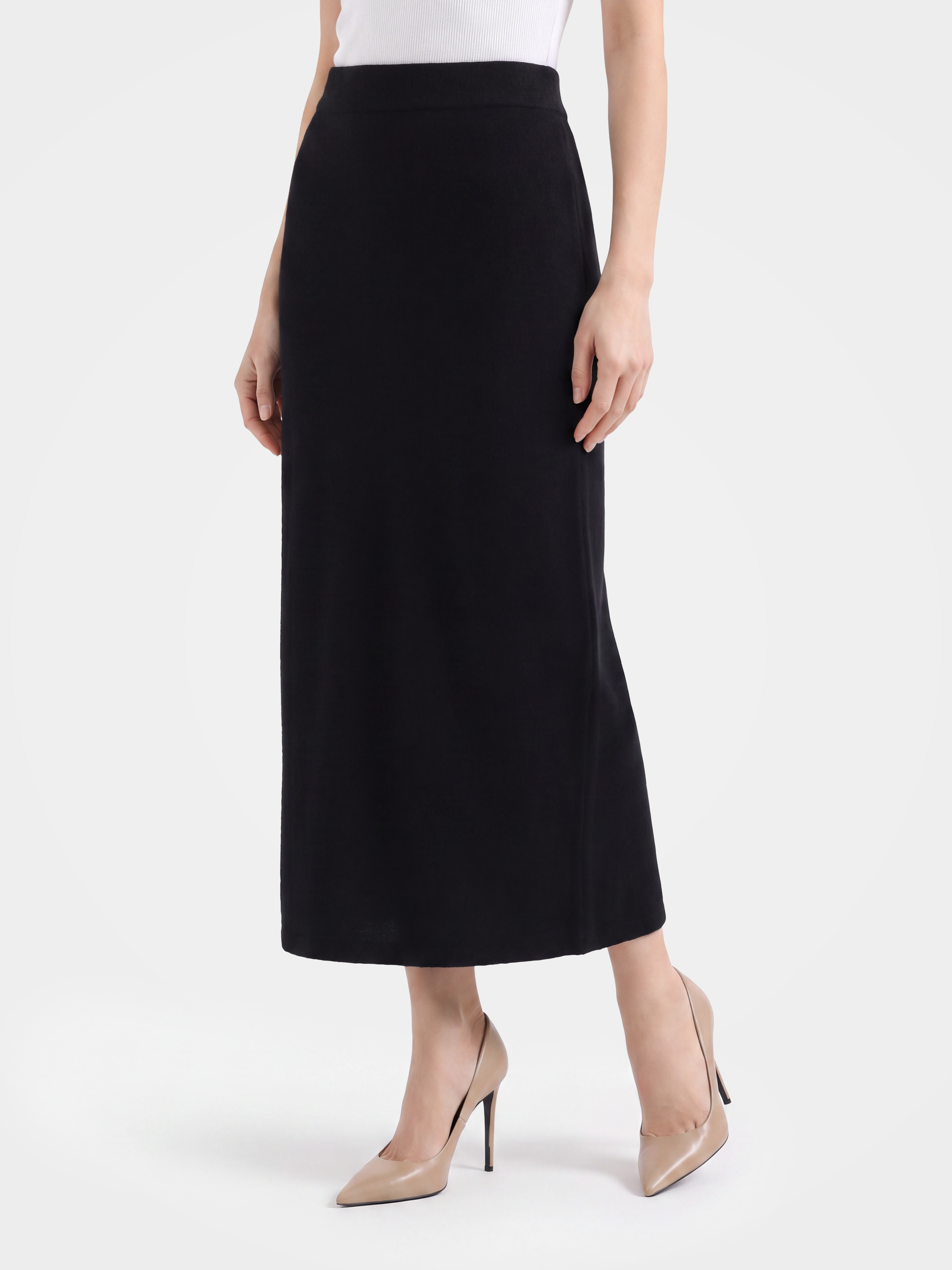 100% Mongolian Cashmere High-Waisted A-Line Midi Skirt